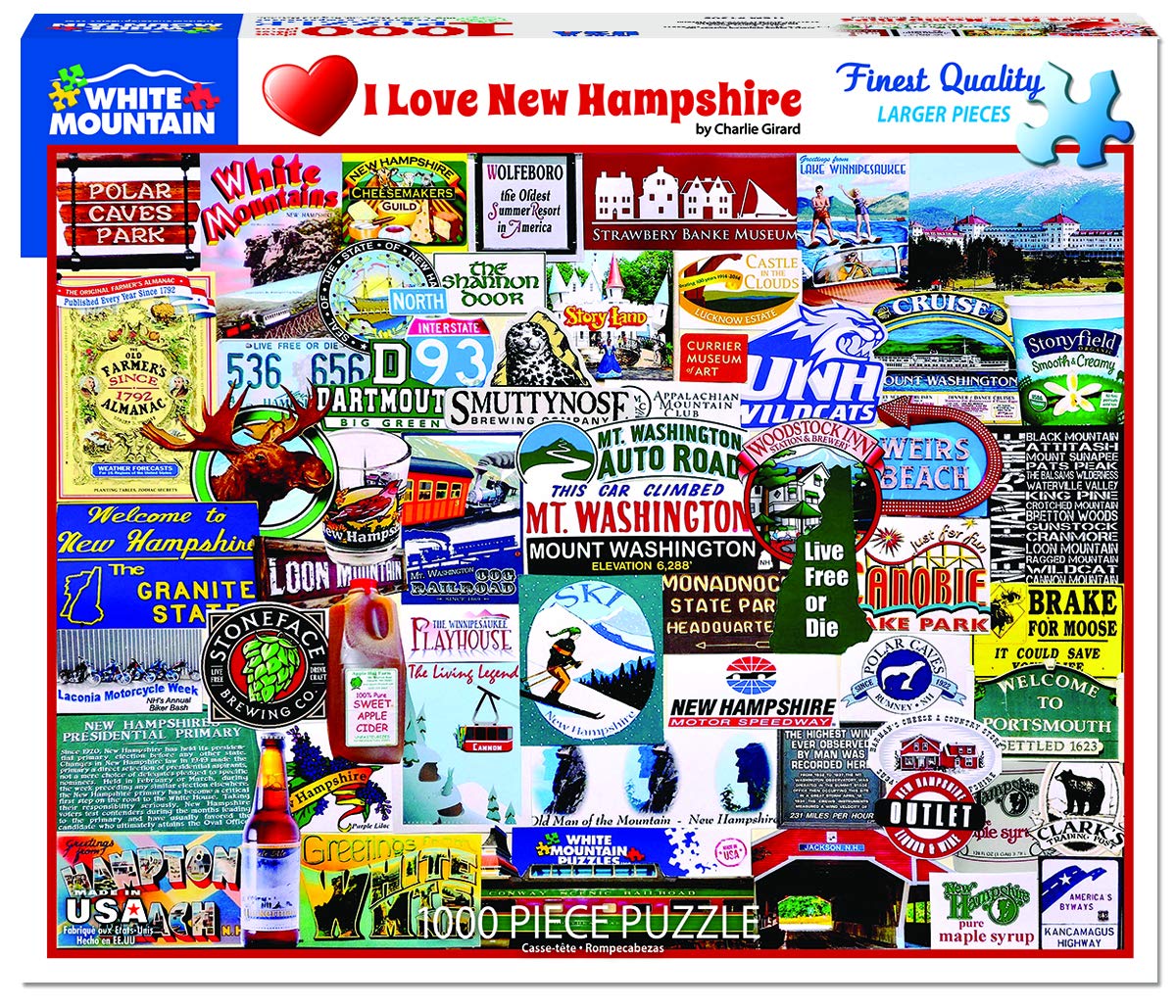 White Mountain Puzzles I Love New Hampshire 1000 Piece Jigsaw Puzzle - Premium Quality Adult Puzzle for Home Decor & Family Game Night