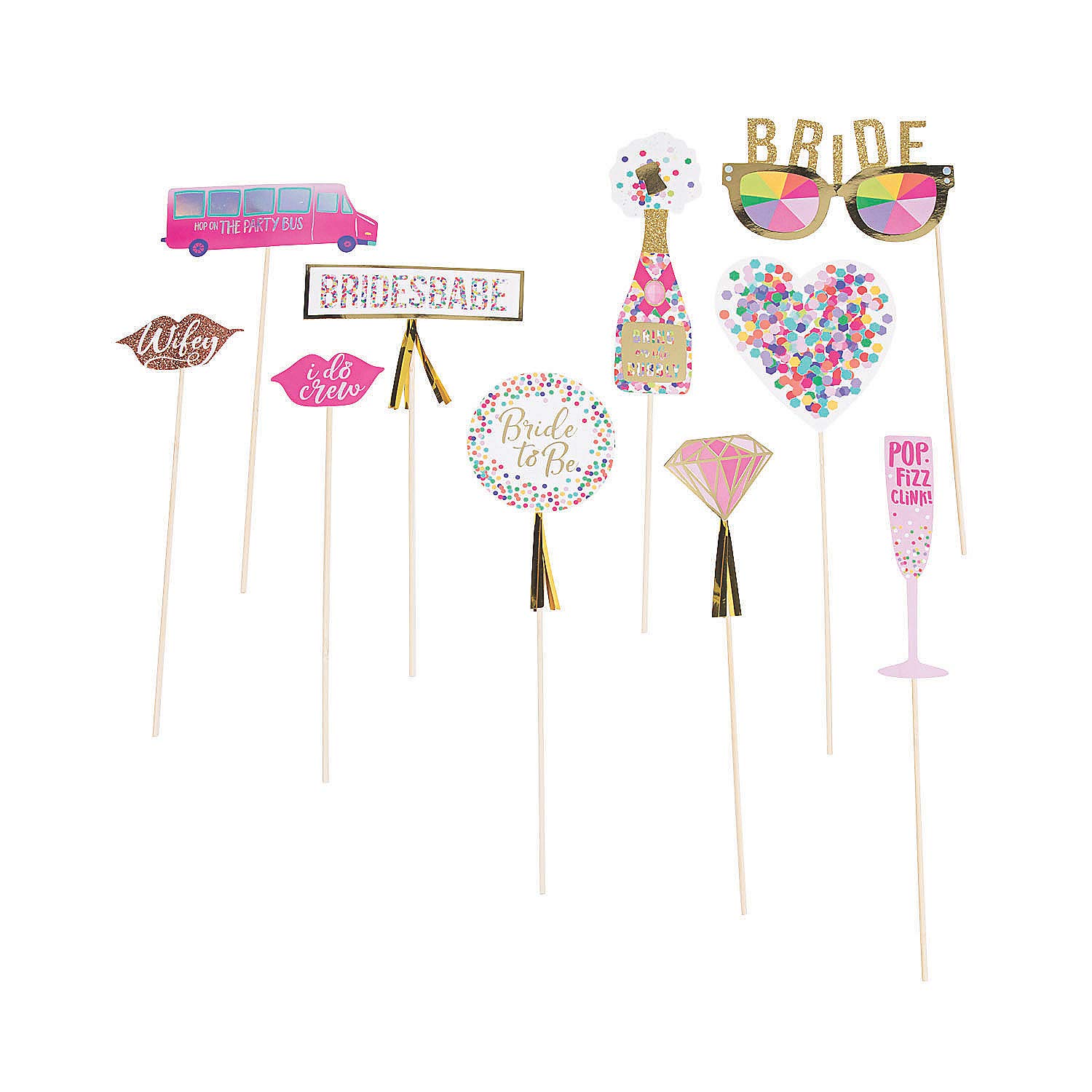 Bachelorette Party Photo Stick Props - 10 Pack Fun Wedding Accessories for Bridal Showers, Girls Night Out & Bachelorette Decorations