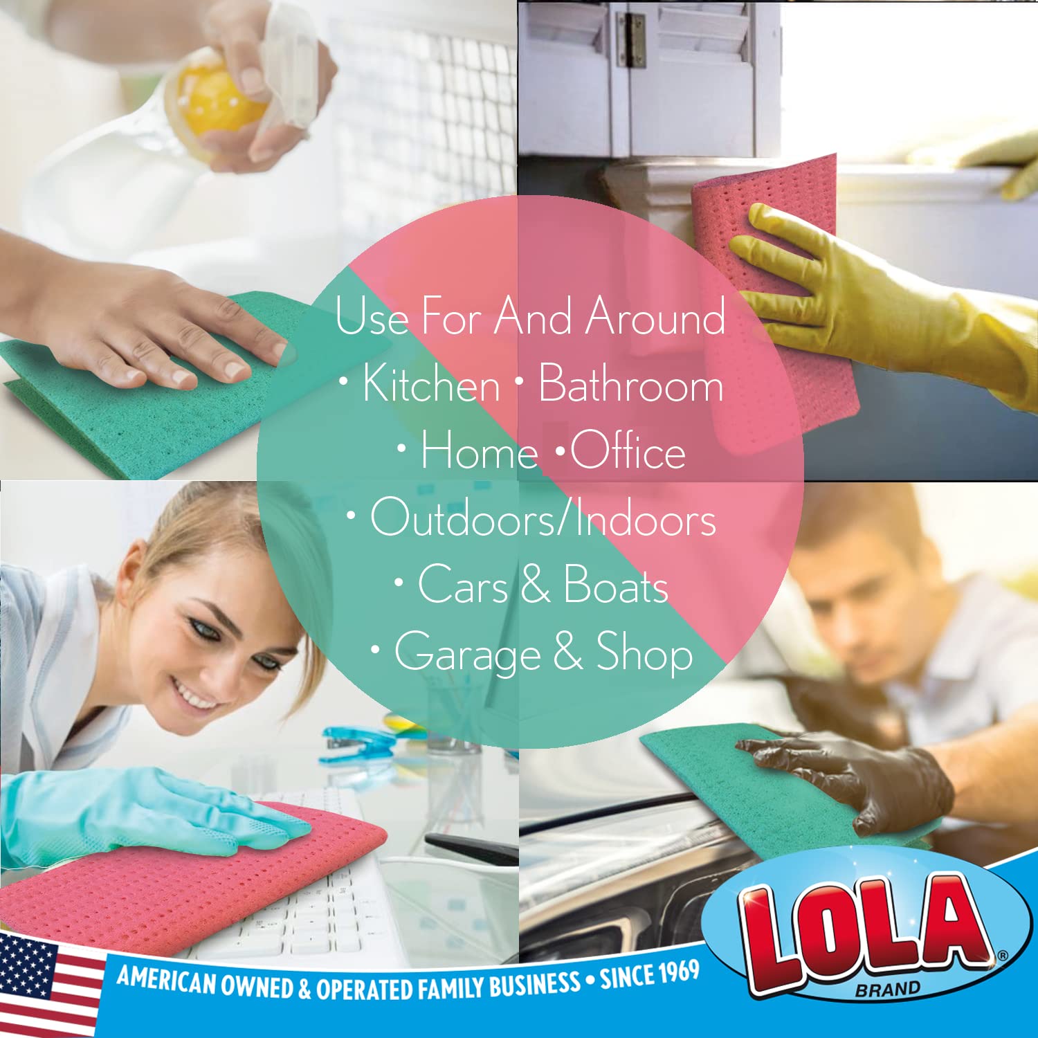 Lola Products Swedish Dishcloths - Eco-Friendly, Super Absorbent Reusable Paper Towels for Kitchen (2 Pack) | Perfect for Washing Dishes, Cleaning Glasses & Wiping Countertops
