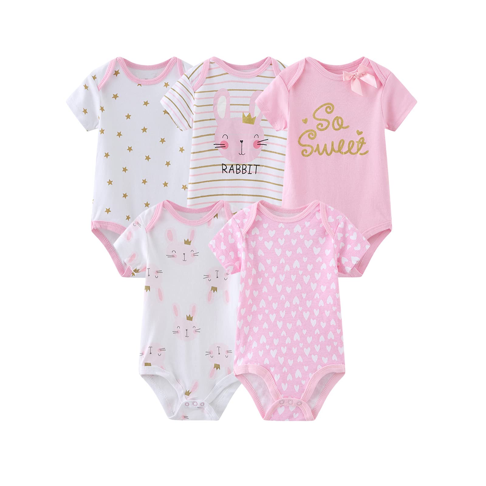MAMIMAKA Baby Bodysuit Short Sleeve One-Piece Outfit with Pants - Soft Cotton Newborn Clothes for Boys & Girls 0-12 Months - Perfect for Playtime, Daycare & Family Outings