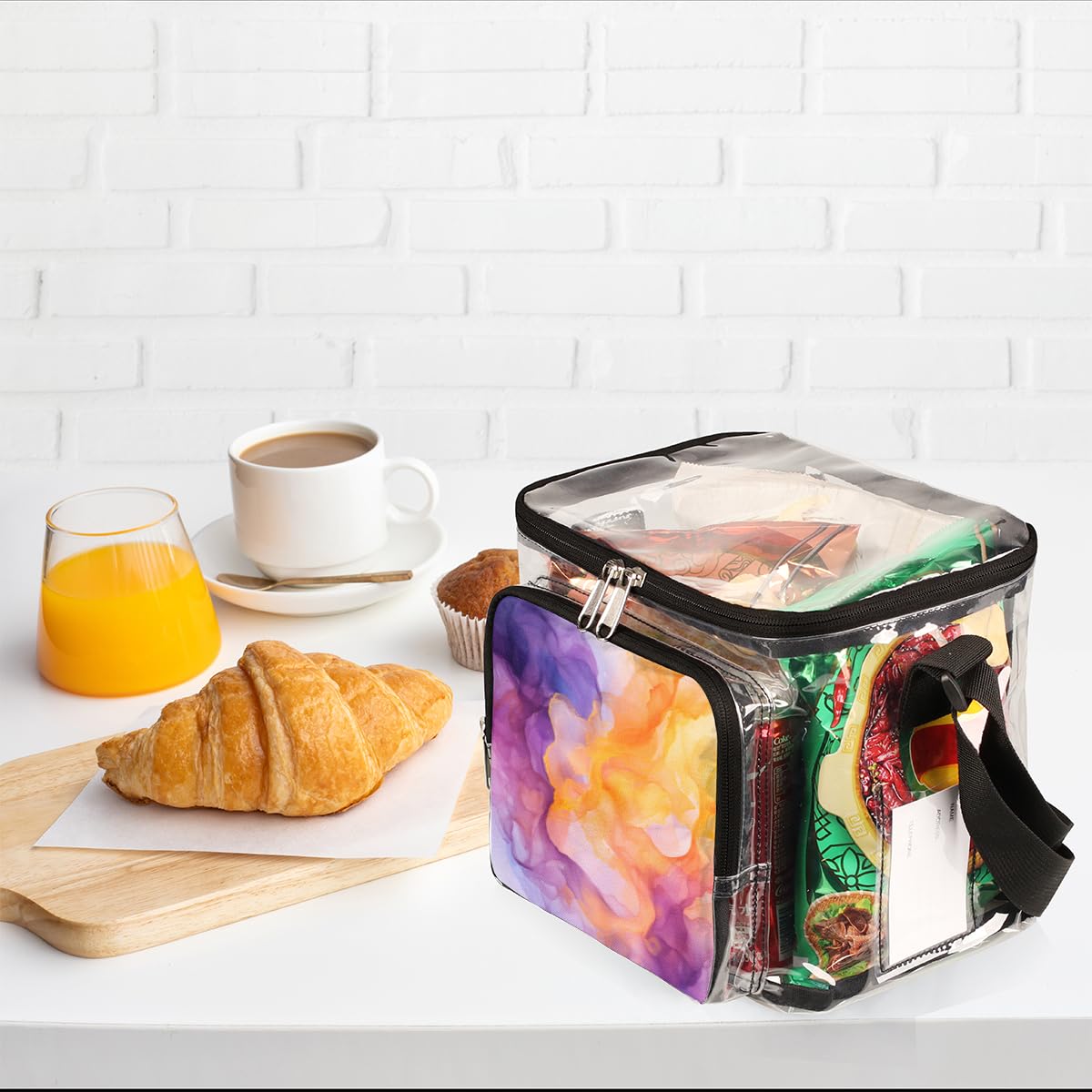 GzLeyigou Clear Transparent Tote Bag with Handles - Abstract Smoke Waves Design, Crossbody Shoulder Bag for Lunch, Outdoor, Travel, Picnic, Concerts & Sports Events | Stadium Approved Multi-Purpose Carryall for Beach Day, Music Festival, Shopping & Daily Commute