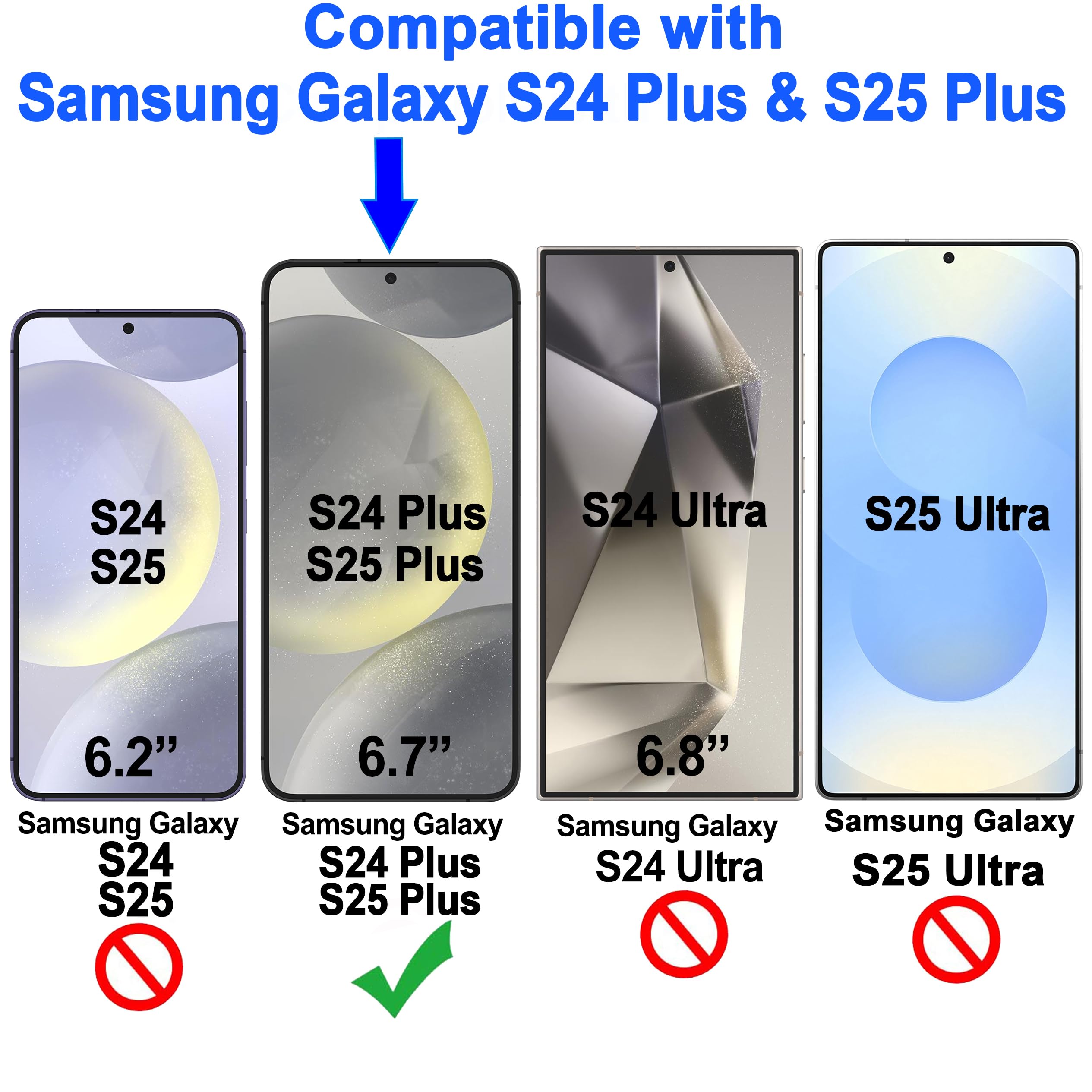 Premium Tempered Glass Screen Protector for Samsung Galaxy S25 Plus/S25+ & S24 Plus/S24+ 5G - 2 Pack, Anti-Scratch, Impact Resistant, Fingerprint Compatible with Lifetime Warranty - Perfect for Daily Use, Gaming & Outdoor Activities