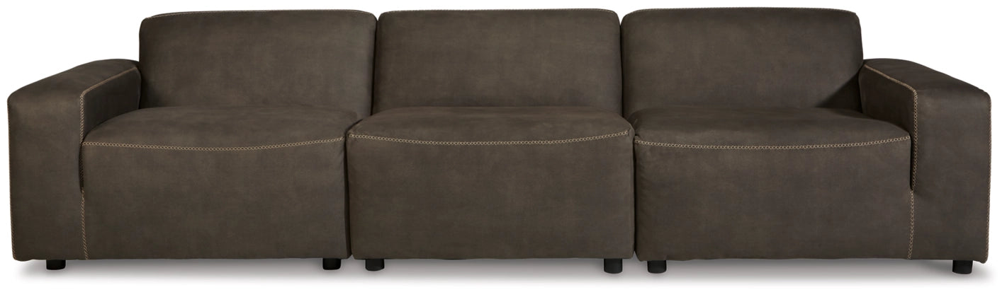 Allena 3-Piece Sectional Sofa Set with Gunmetal Frame - Modern L-Shaped Couch for Living Room, Apartment & Lounge Areas