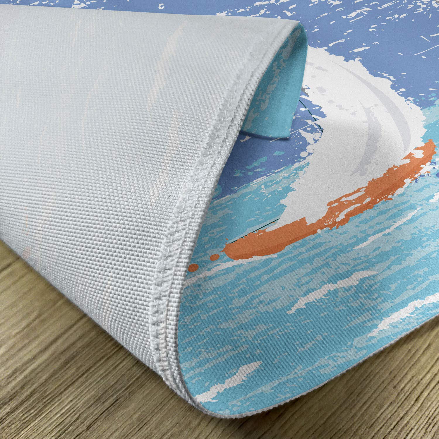 Ambesonne Nautical Place Mats Set of 4 - Grunge Style Racing Sailboats Ocean Print Washable Fabric Placemats for Dining Table - Pale Blue - Perfect for Beach House Decor, Coastal Kitchen, and Nautical Themed Parties