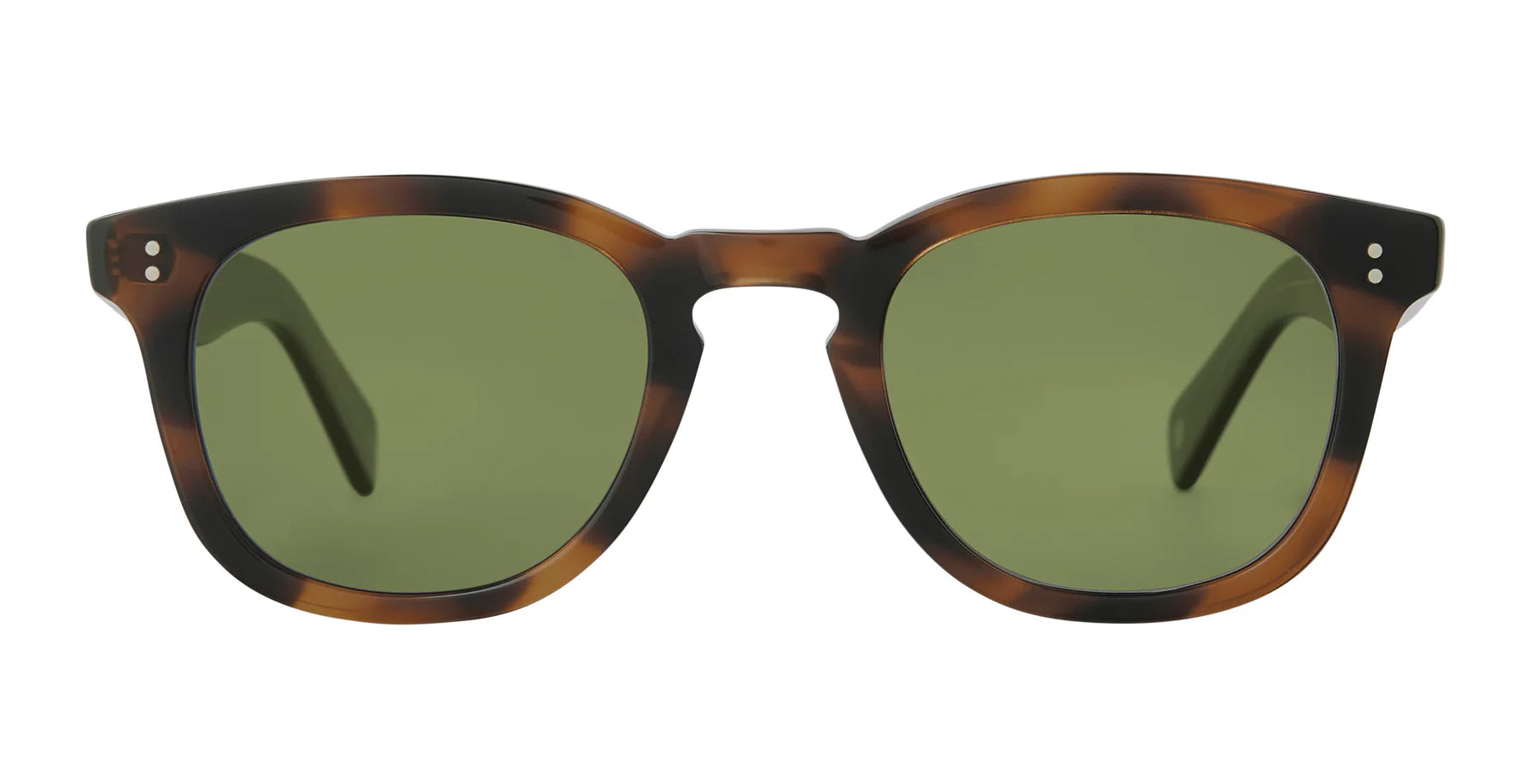 Garrett Leight Kinney II 2158 SPBRNSH/SFPGN Polarized Sunglasses for Men - Classic Tortoise Frame with Green Lenses - Perfect for Driving, Beach & Outdoor Activities