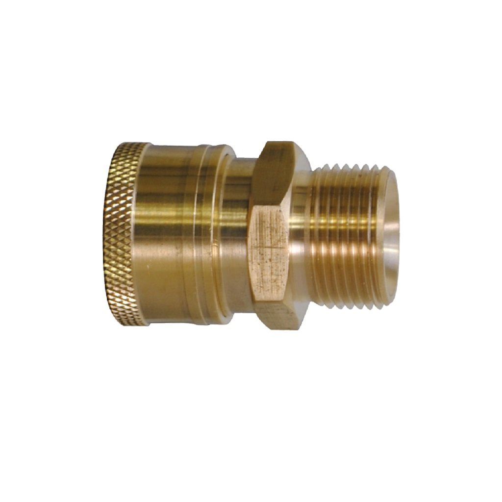 M22 Plug x Quick Connect Socket (3/8) Adapter - High Pressure Hydraulic Fitting for Water, Air, Oil Lines - Perfect for Industrial, Agricultural, and Automotive Applications