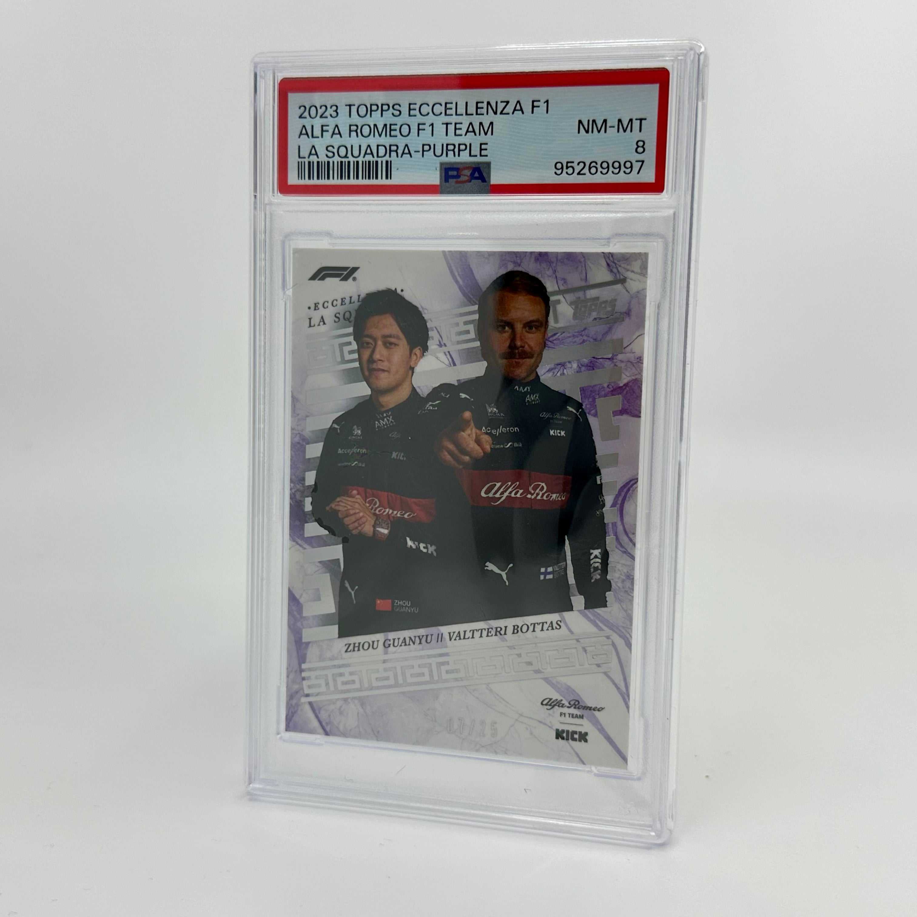 2023 Alfa Romeo Bottas & Guanyu Eccellenza La Squadra PSA 8 Graded Trading Card - Perfect for F1 Collectors and Motorsport Memorabilia Enthusiasts