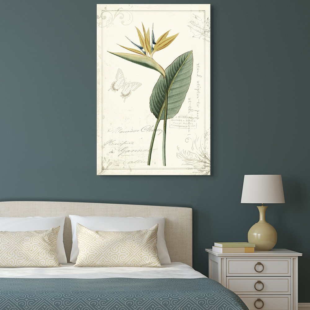 Vintage Style Flower and Leaf Canvas Wall Art - Giclee Print Gallery Wrap Modern Home Decor - 24x36 Inches - Ready to Hang - Perfect for Living Room, Bedroom & Office Decor