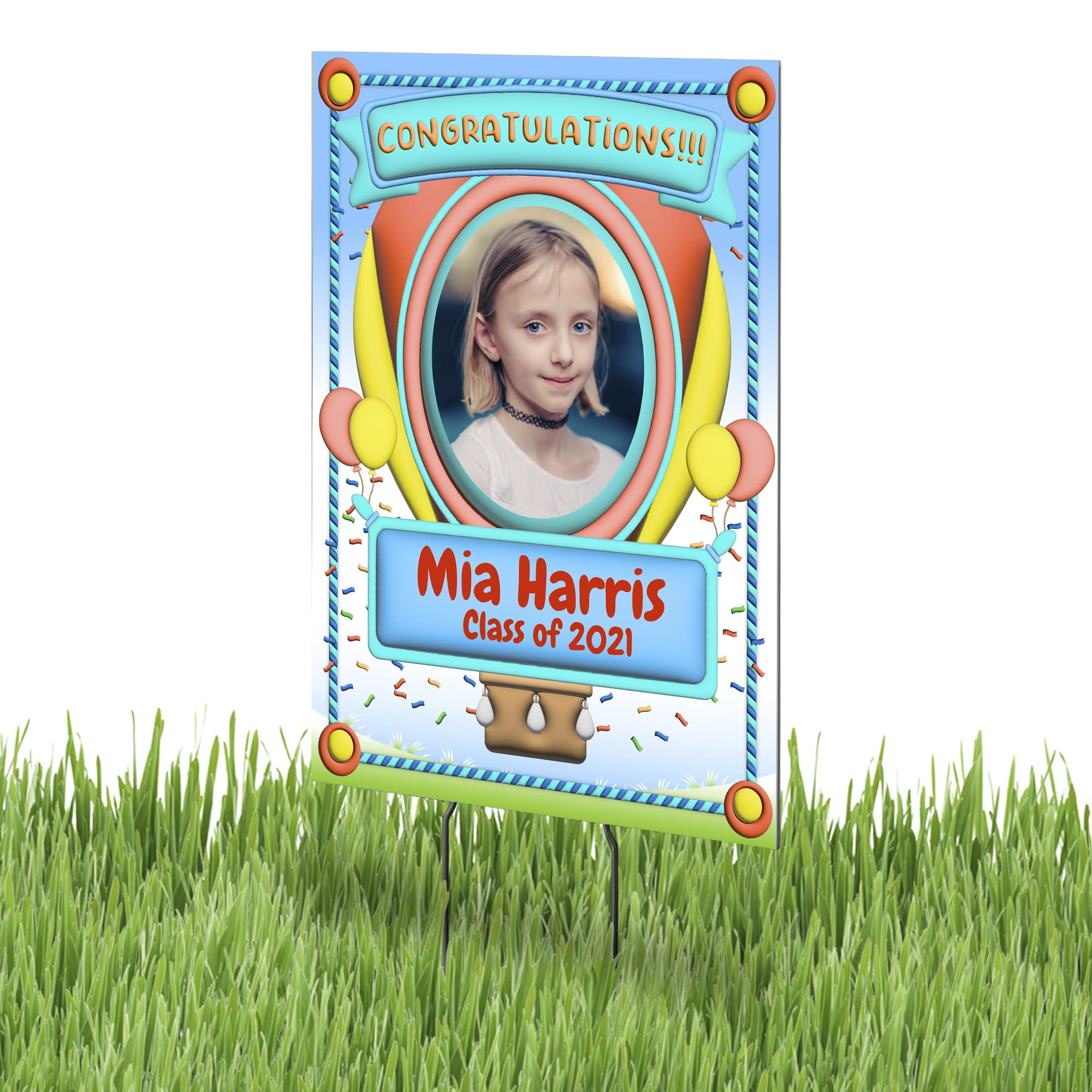 12x17 Personalized Graduation Yard Sign with Metal Stakes - Custom Graduation Gift for High School, College, Middle & Elementary School - Class of 2022 (Design 18) - Perfect for Outdoor Graduation Decor & Celebration