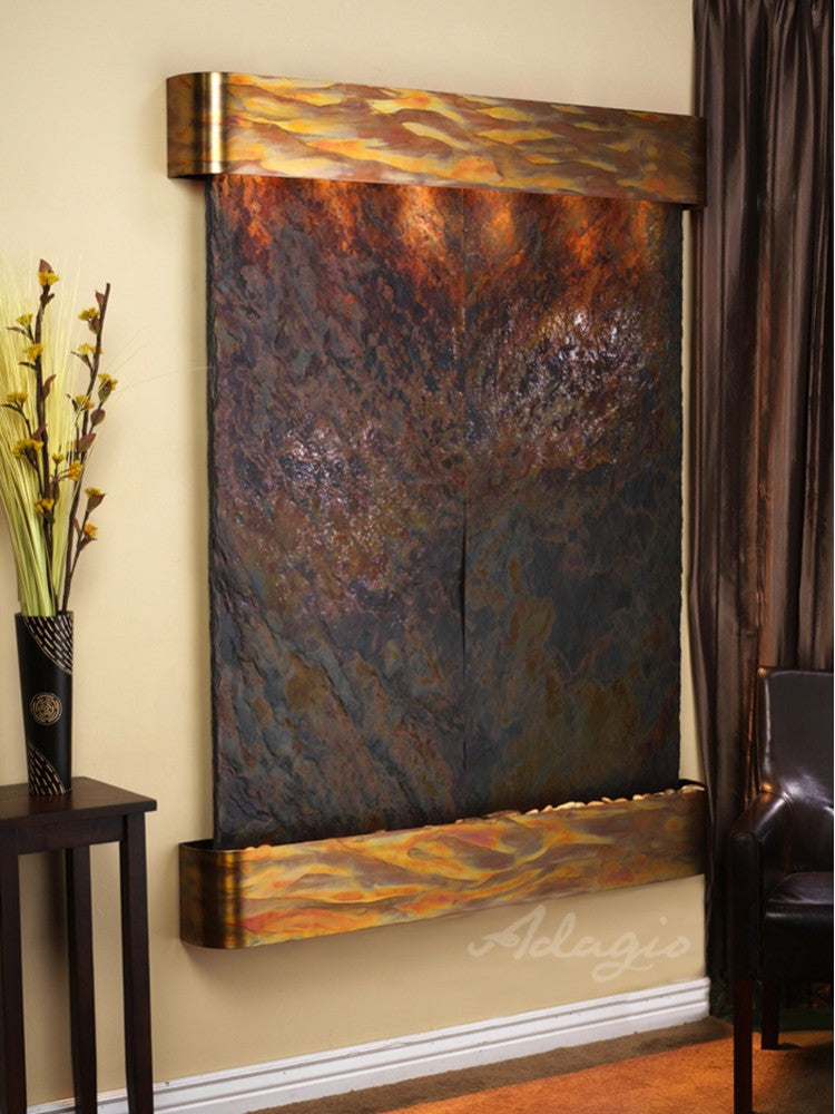 Adagio Majestic River Round Rustic Copper Multi-Color Natural Slate Table Top | MRR1004 | Perfect for Kitchen Islands, Coffee Tables & Outdoor Dining Decor