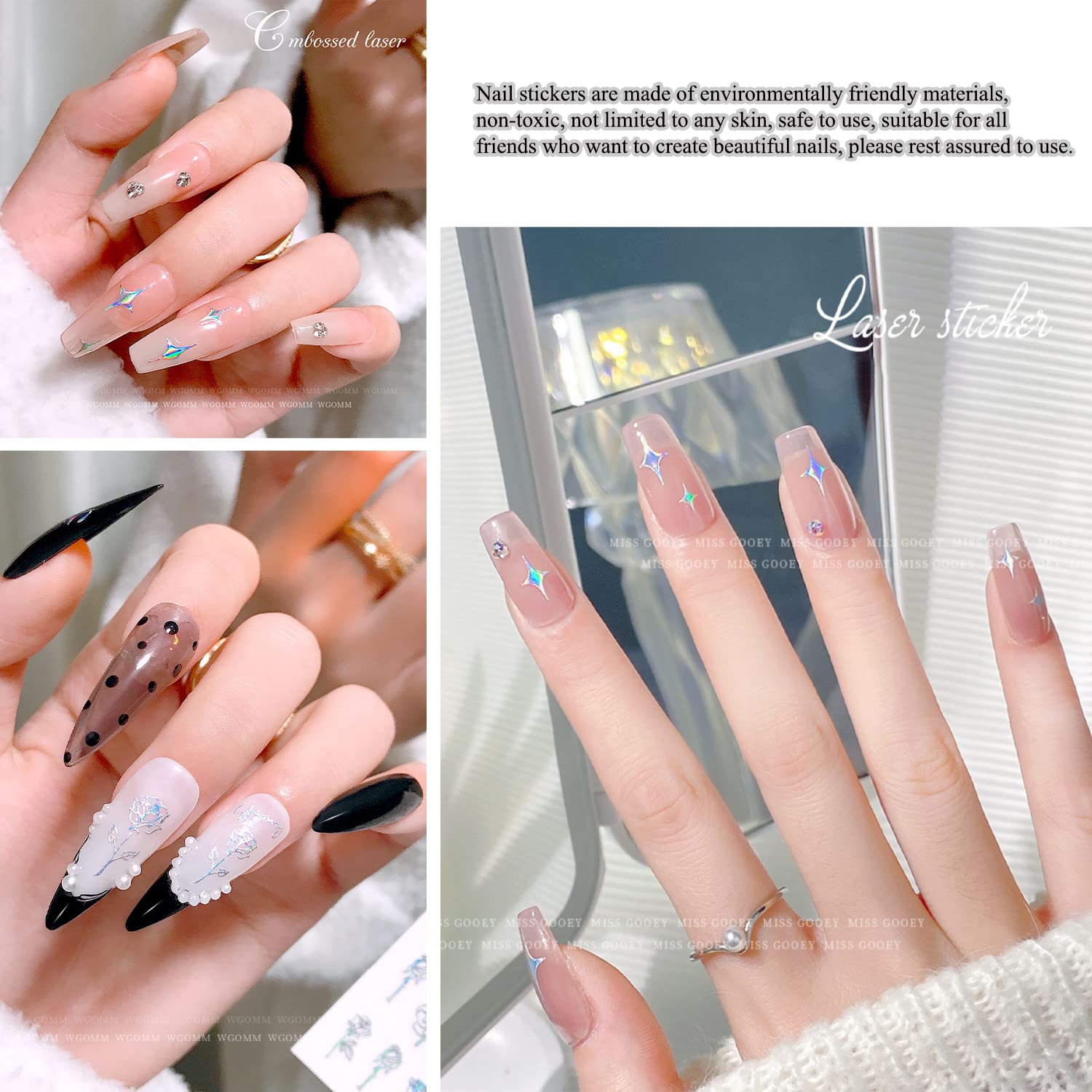 3D Self-Adhesive Nail Art Stickers - Shiny Heart, Stars & Flower Designs for Women & Girls | Nail Decoration Accessories (6 Sheets) | Perfect for Parties, Weddings & Everyday Glam