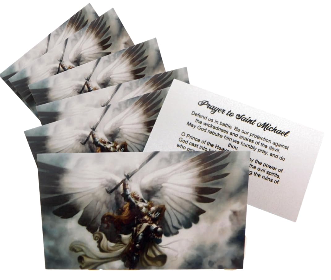 St. Michael the Archangel Holy Cards - Bulk Pack of 10 with Prayer on Back | Patron Saint of Police & Soldiers | USA Made | Perfect for Gifts, Prayer Groups & Religious Devotion