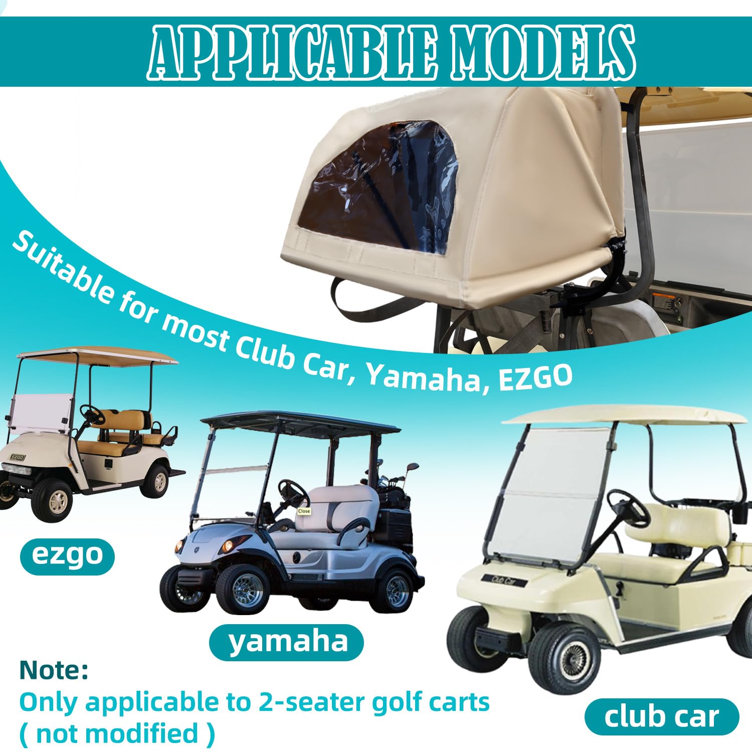 Universal Rear Bag Rain Cover Kit for Golf Carts - Waterproof Protection for Golf Bags & Clubs - Perfect for Rainy Days & Outdoor Golfing