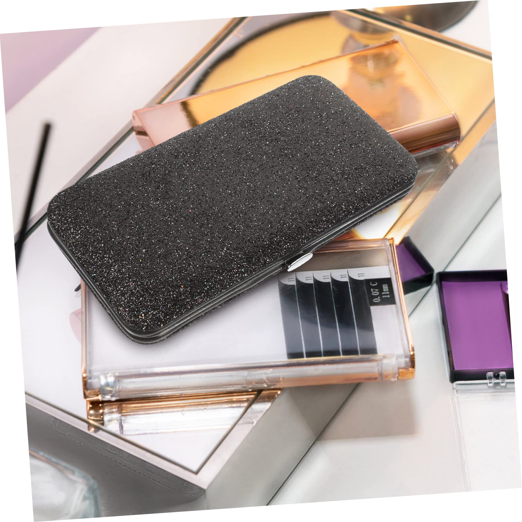 Professional Eyelash & Nail Tweezers Storage Bag - Shockproof PVC Makeup Tool Organizer for Eyelash Extensions, Gel Nail Kits & Beauty Accessories | Perfect for Salon, Travel & Home Makeup Organization