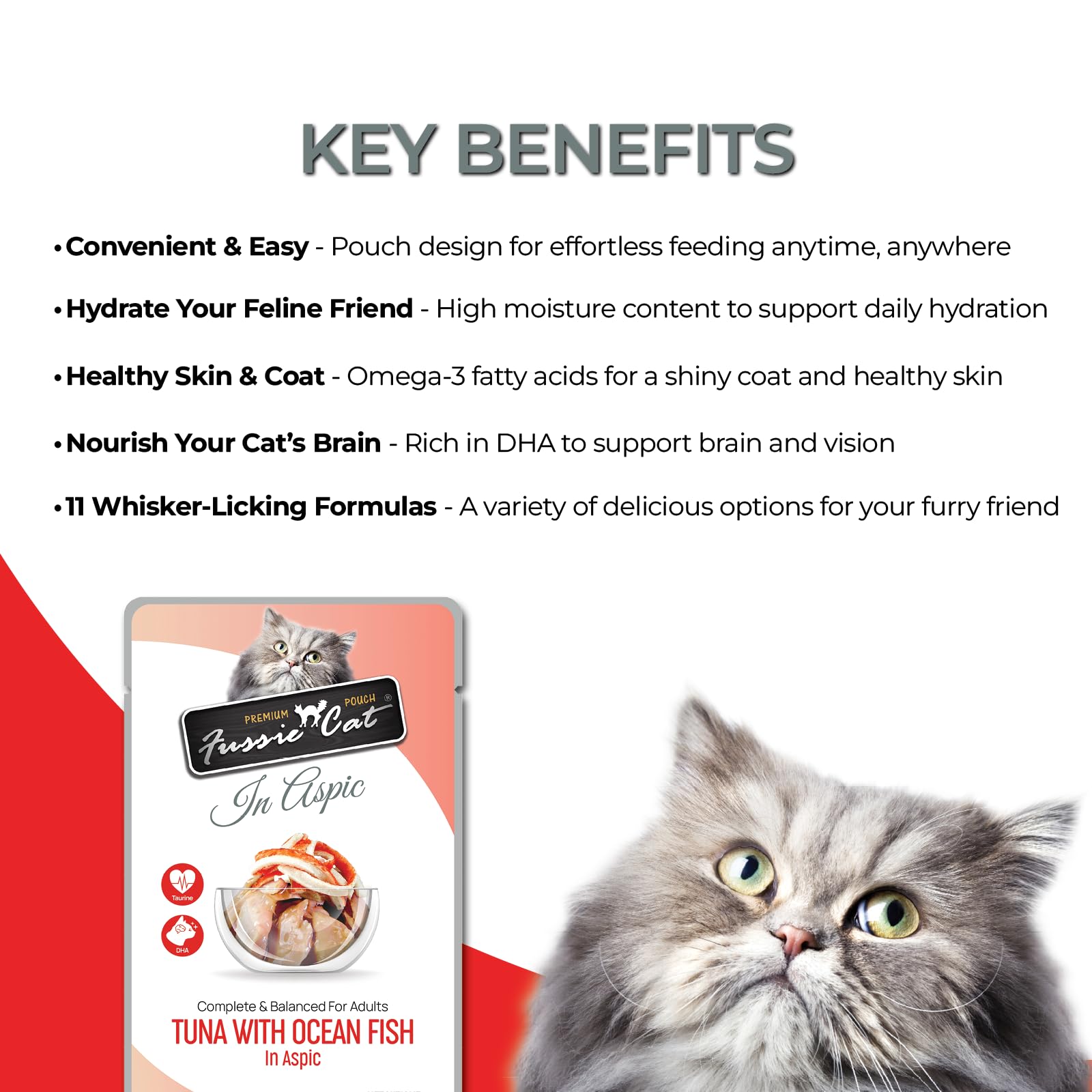 Premium Fussie Cat Tuna with Ocean Fish in Aspic - Grain-Free Wet Cat Food for Adult & Senior Cats - Perfect for Picky Eaters & Special Occasions