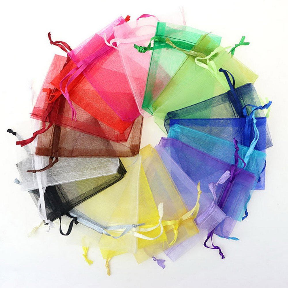 100Pcs Black Organza Bags 3.54