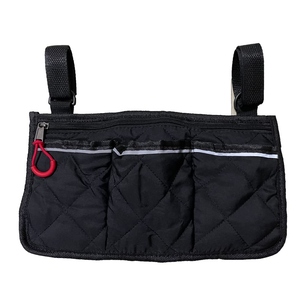 Wheelchair Side Bag - Waterproof Storage Pouch Organizer for Wheelchairs, Walkers & Mobility Scooters - Convenient Armrest Accessory for Seniors & Disabled (Black) - Perfect for Daily Use, Travel & Outdoor Activities