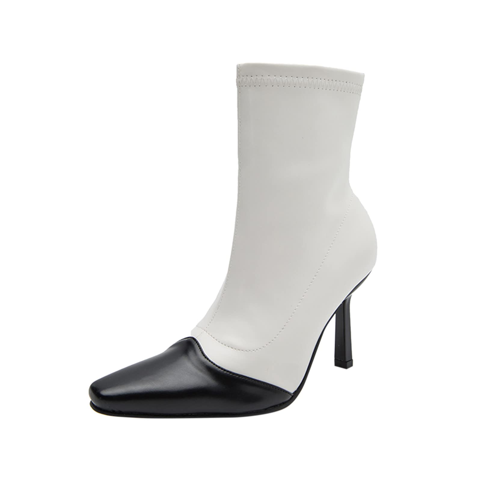 Gaoxin Women's Black Pointed Toe Ankle Boots with Heel - Size 12 | Stylish Leather Boots for Office, Party & Fall Fashion