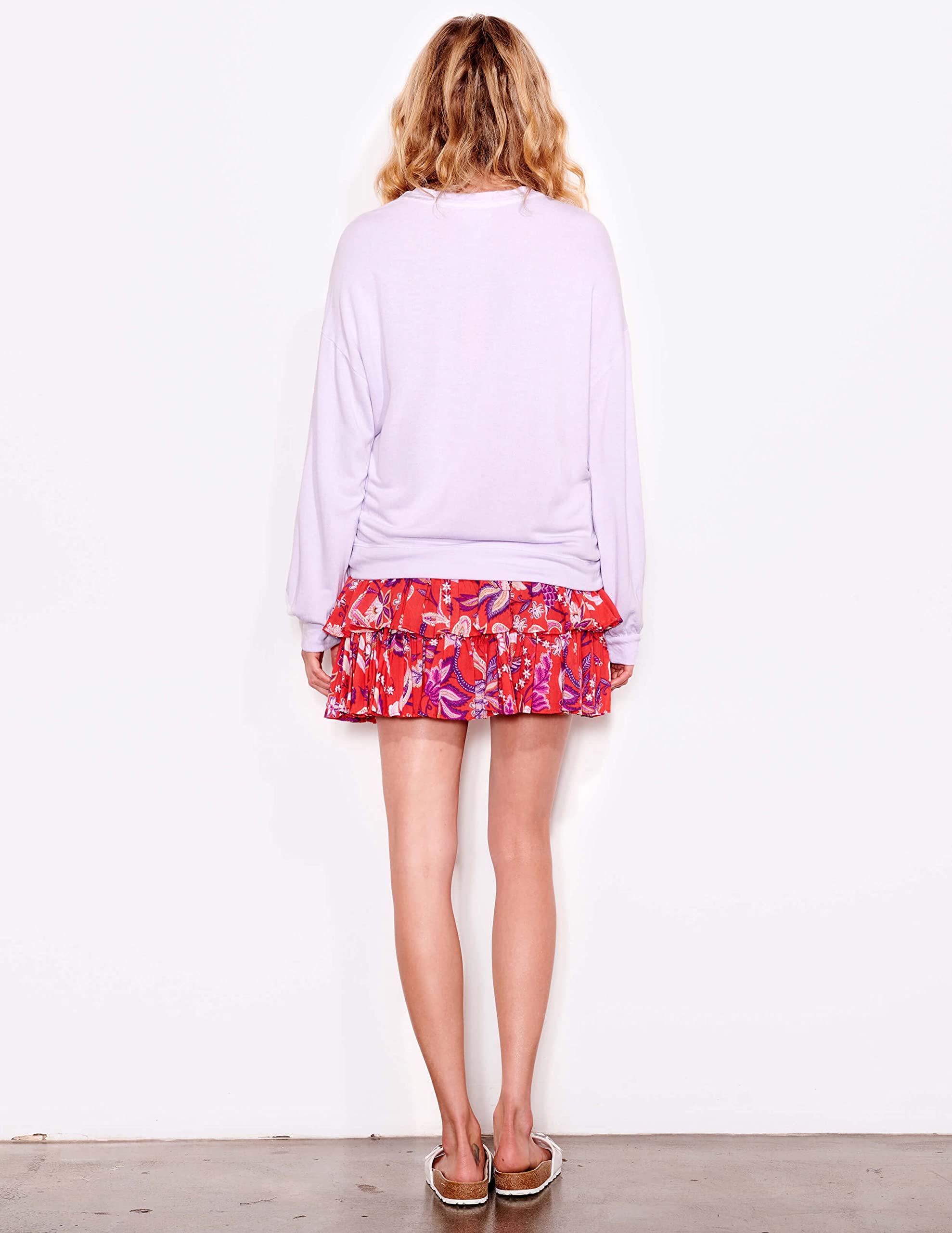 Stylish Sundry Flowers Sweatshirt for Women - Soft Lilac Pullover | Perfect for Casual Outings, Fall Fashion & Cozy Loungewear