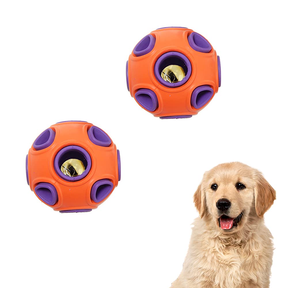 **Bouncy Dog Chew Toys - Interactive Giggle Ball for Small & Large Dogs - High Bounce Puzzle Toy for Playtime & Training (Orange & Purple, Large 2-Pack) - Perfect for Indoor & Outdoor Fun**