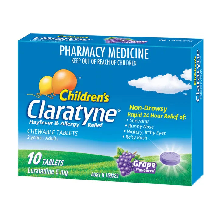 Claratyne Grape Chewable 5mg Allergy Relief for Kids - Fast-Acting Antihistamine for Seasonal Allergies & Hay Fever - Perfect for Outdoor Play & School Days