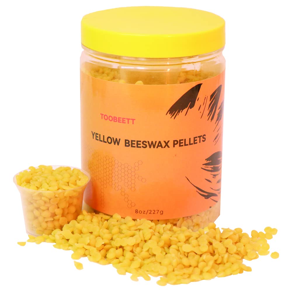 TOOBEETT Natural Yellow Beeswax Pellets - Triple Filtered Pure Beeswax Pastilles for DIY Lip Balm, Lotion, Salve, Candles & Wood Polish (3-Pack) | Perfect for Candle Making, Skincare & Wood Care Projects
