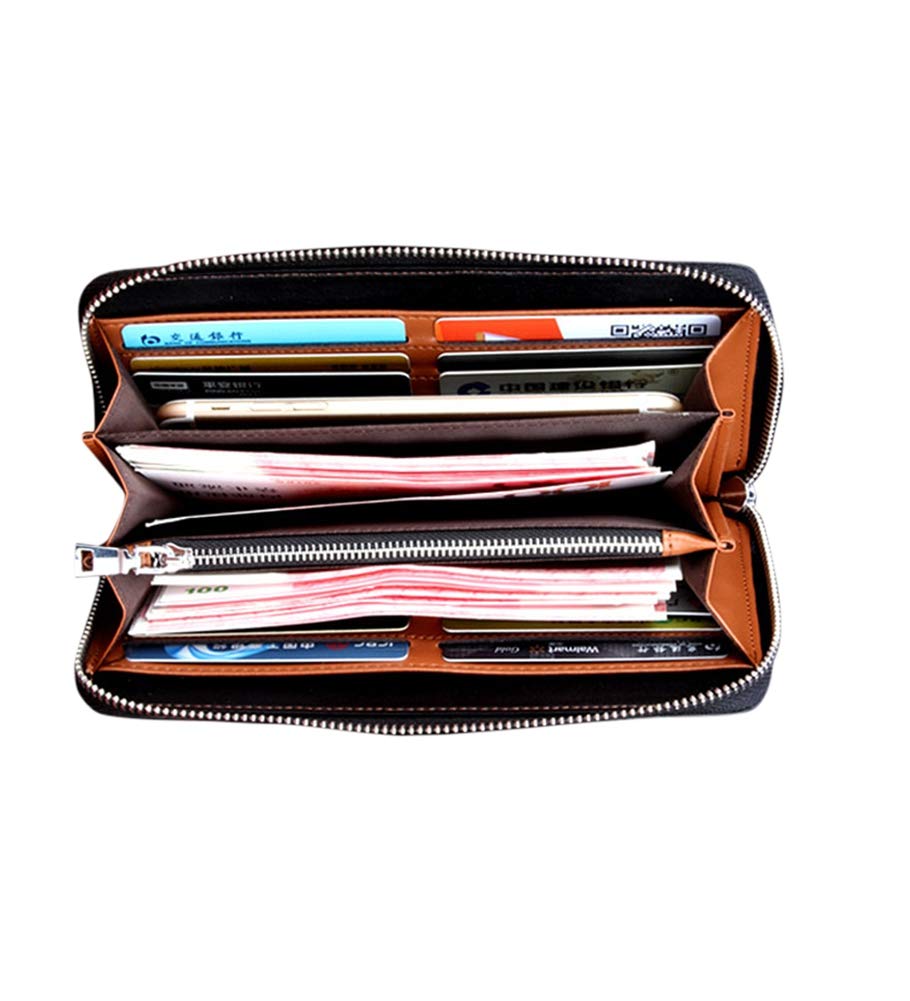 Men's Leather Wallet Pouch with Crocodile Pattern - Slim RFID Blocking Clutch Bag for Daily Use, Travel & Business
