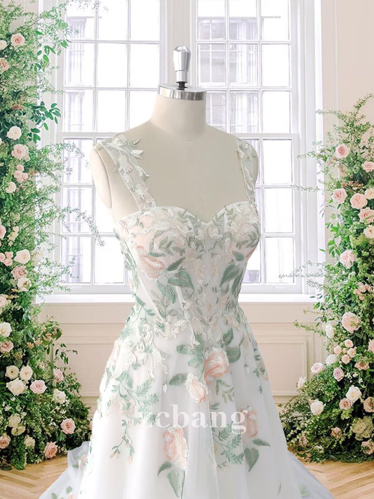 Zcbang Forest Fairy Lace Wedding Dress - Colorful Tulle Bridal Gown for Bride | Boho Outdoor Wedding, Garden Ceremony, Fairy Tale Theme