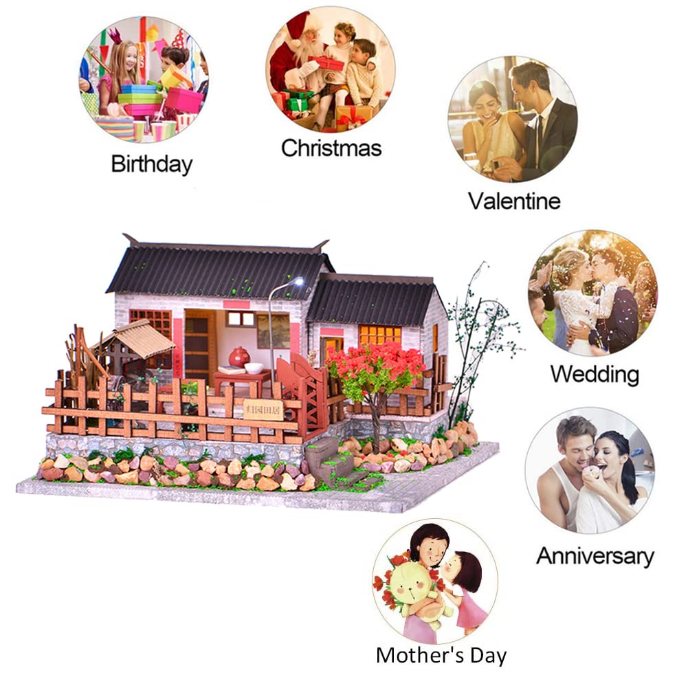 DIY Miniature Dollhouse Kit - Chinese Country Garden Building Model, Handmade Educational Craft Toy for Adults & Teens | Perfect for Home Decor, Gifts & Relaxation