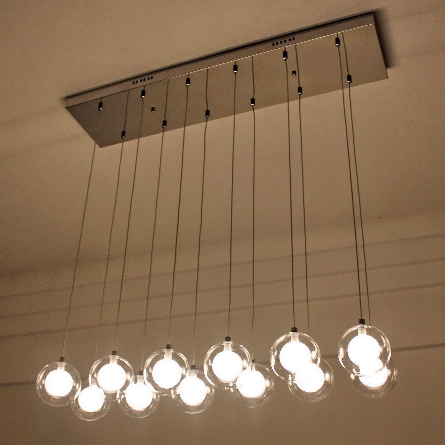 Modern 12-Light Glass Bubble Chandelier - Luxury Double Layer Soap Bubble Pendant Light for Dining Room, Bar Counter, Restaurant & Kitchen - Elegant Ceiling Fixture for Home & Commercial Spaces