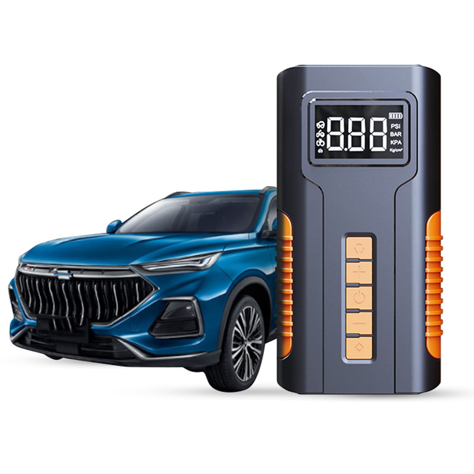 Portable Tire Inflator with Digital LCD Gauge - 150PSI Mini Air Compressor Pump, 6000mAh Rechargeable Battery & LED Flashlight for Car Tires, Bicycle, Sports Balls - Perfect for Road Trips, Camping and Emergency Use