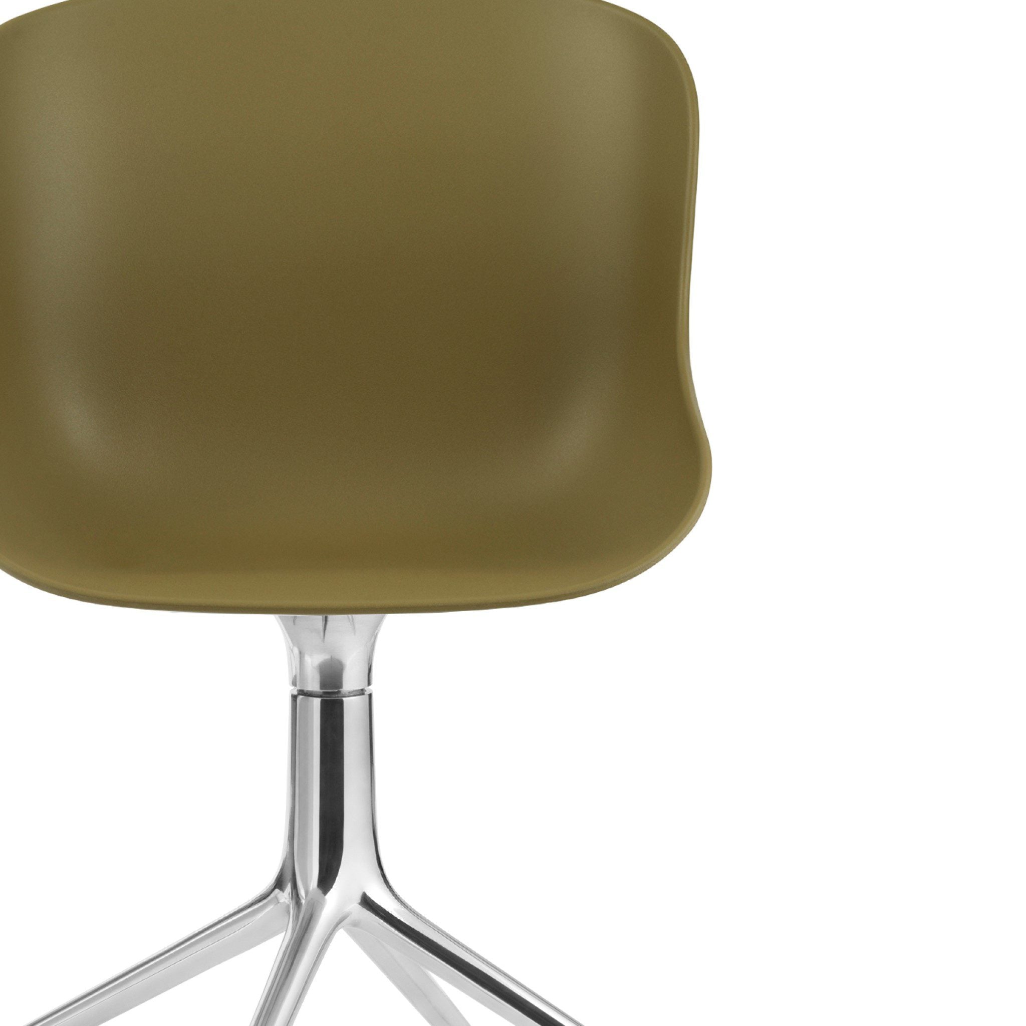Normann CPH Hyg Swivel Chair - 4-Leg Aluminum Base with Olive Upholstery - Modern Office & Living Room Accent Chair for Home & Workspace