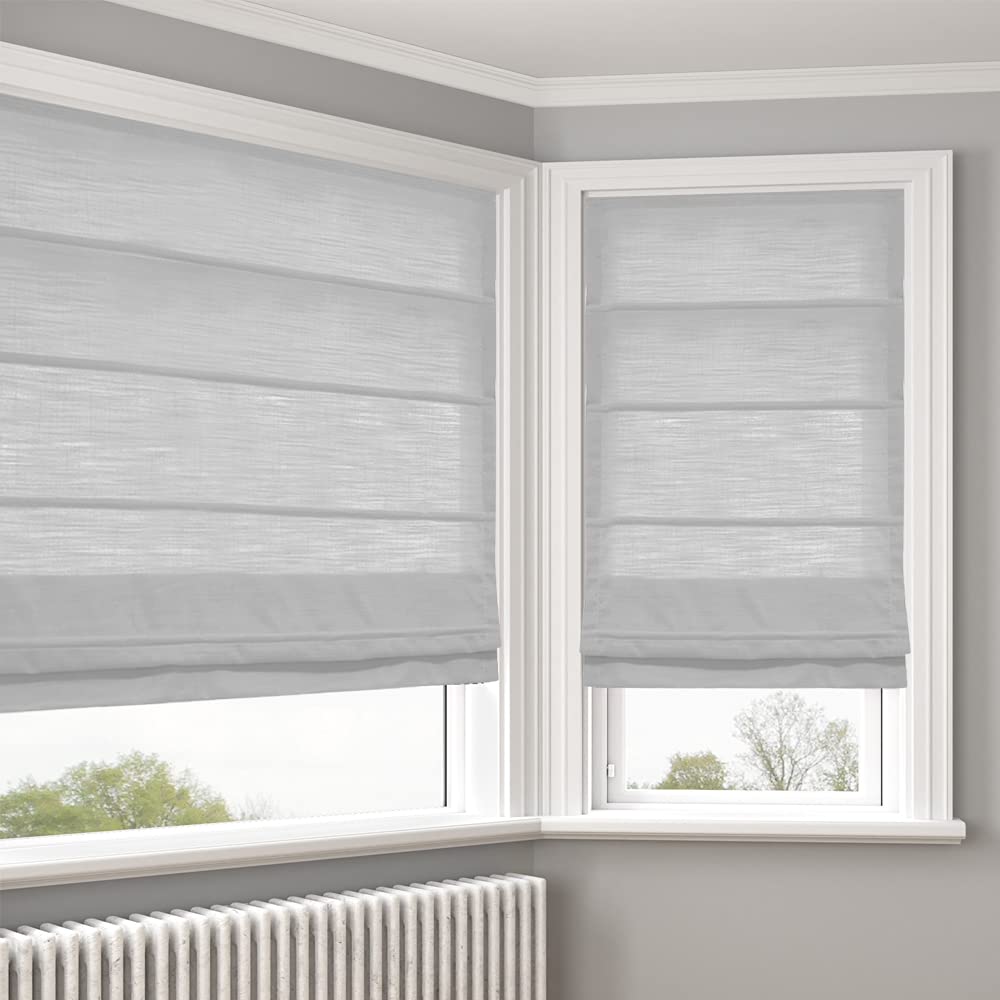 Custom Cordless Roman Shades - Light Filtering Grey Fabric Window Blinds for Windows & Doors | Elegant Home Decor for Living Room, Bedroom & Office