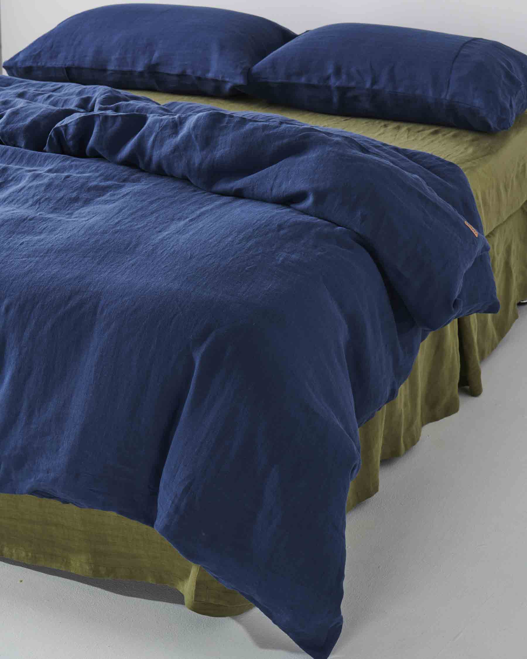 Premium Indigo Linen Pillowcases Set of 2 - 100% Natural Soft Breathable Bedding - Perfect for Home, Hotel & Spa Use