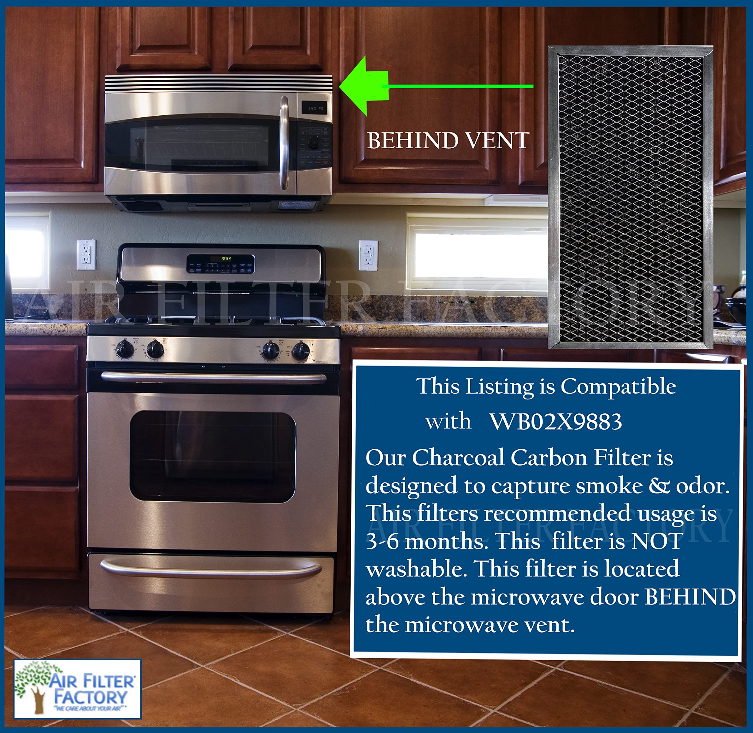 GE Microwave Oven Charcoal Air Filter Replacement (WB02X9883) - 6.13