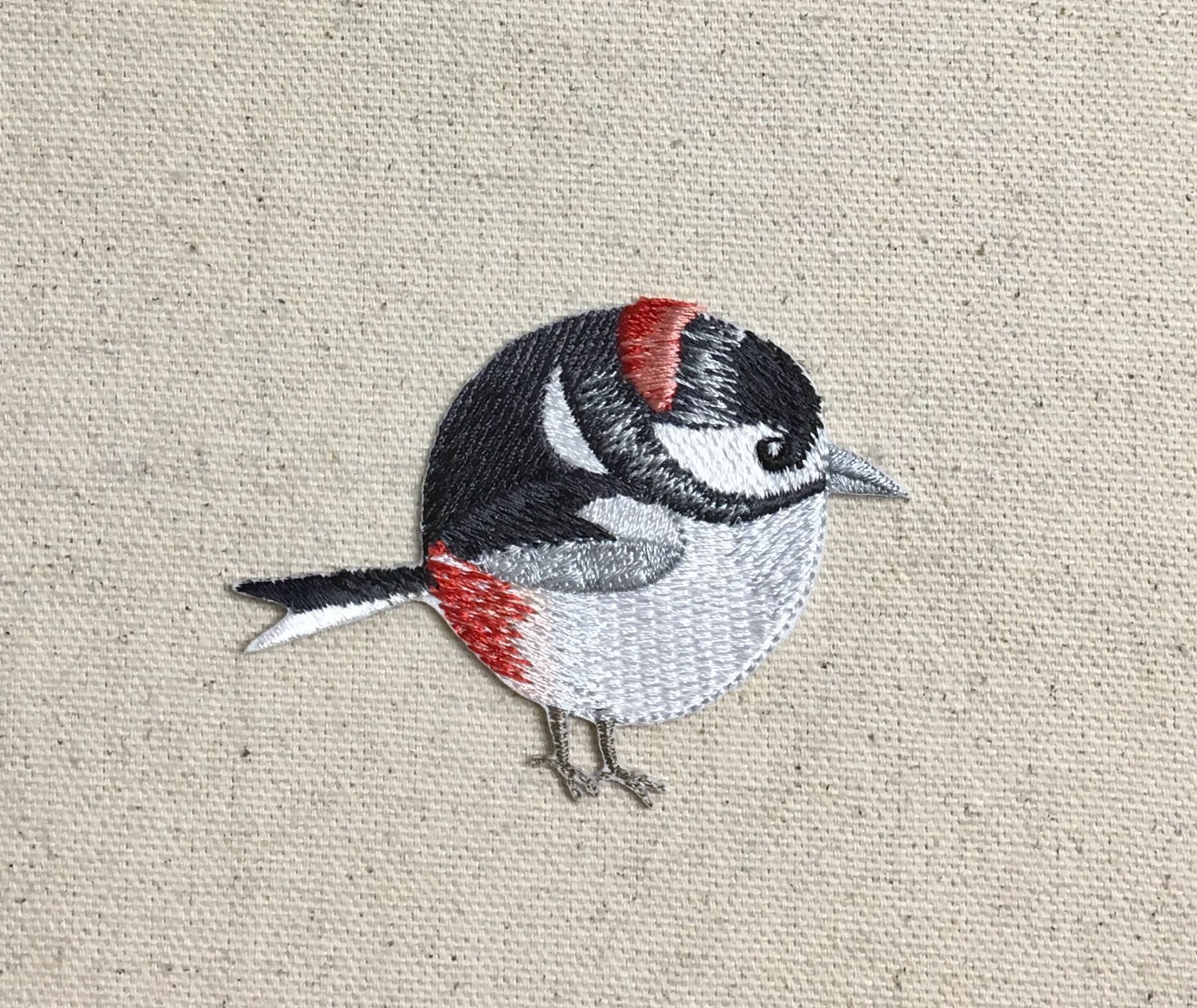 Chubby Red-Headed Woodpecker Embroidered Iron-On Patch for Jackets, Hats & Backpacks - Bird & Nature Lover's DIY Sewing Accessory