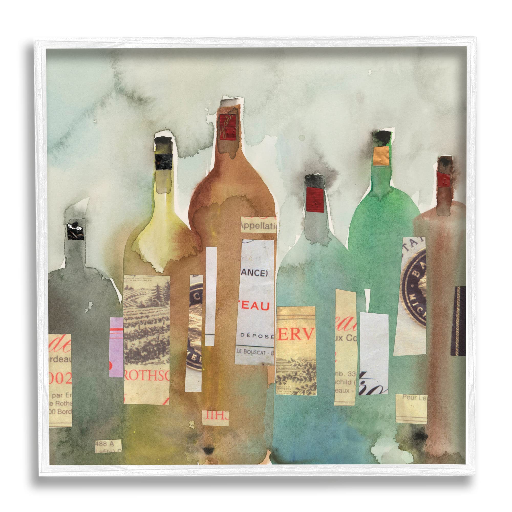 Stupell Industries Classic Wine & Liquor Bottles Watercolor Collage Wall Art - Samuel Dixon Design - Perfect for Kitchen Decor, Dining Room Art & Bar Accessories