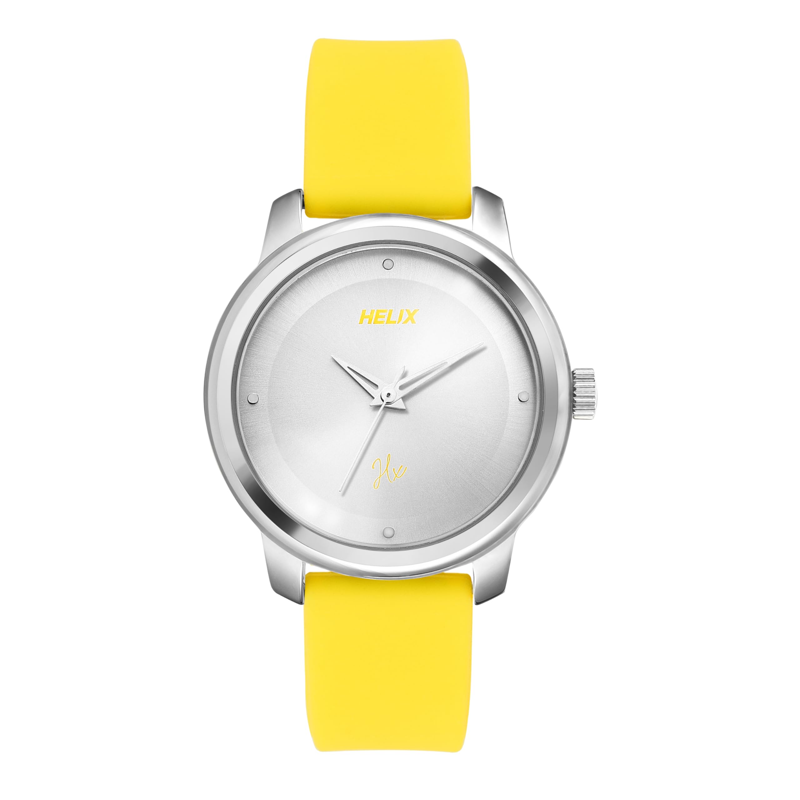 Timex Helix Silver Round Analog Watch for Women - Quartz Movement, Silicone Strap, 30m Water Resistant - Perfect for Everyday Wear, Office & Casual Outings (Model TW048HL13)