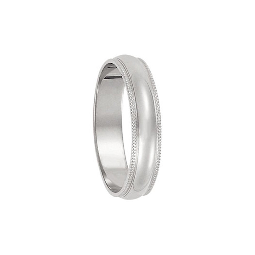 14k White Gold 4mm Milgrain Edge Domed Band Ring for Weddings & Anniversaries