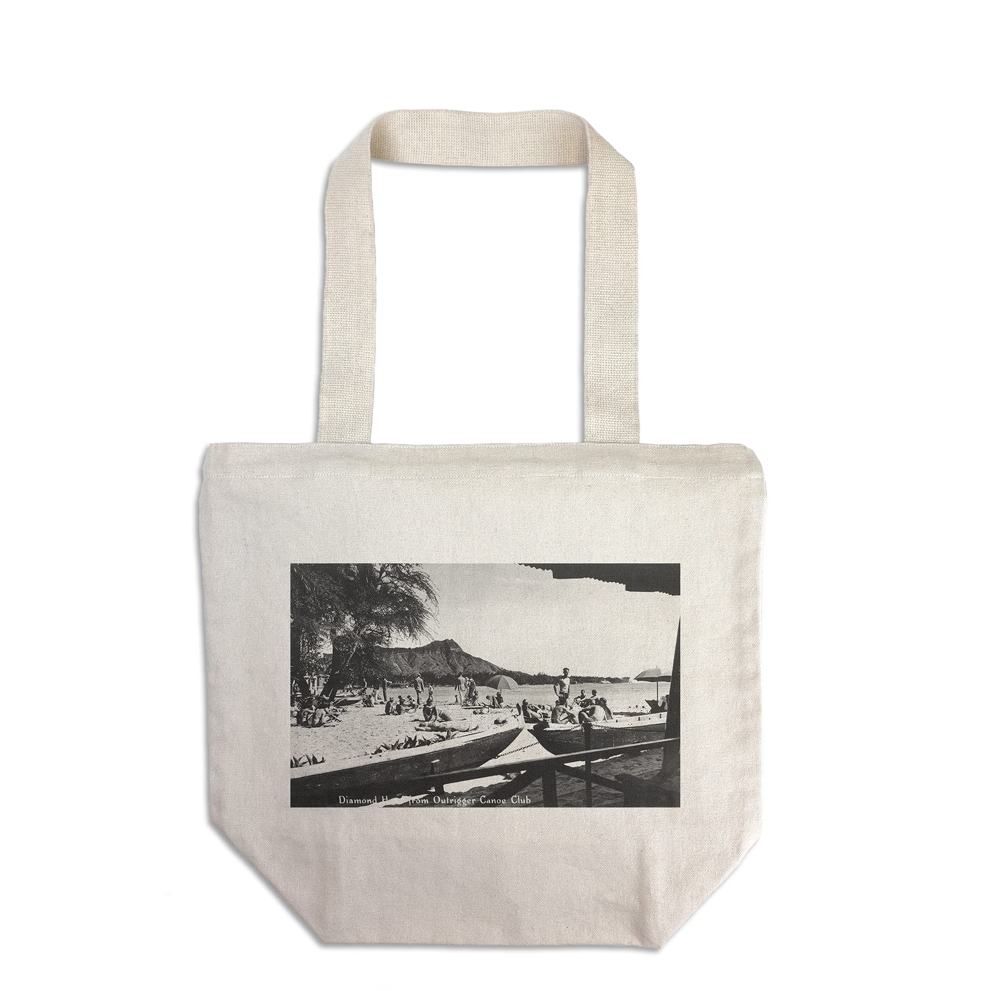 Vintage Hawaii Oahu Island Diamond Head Photo Tote Bag - 100% Cotton Canvas Reusable Shopping Bag - Perfect for Beach, Groceries & Eco-Friendly Lifestyle