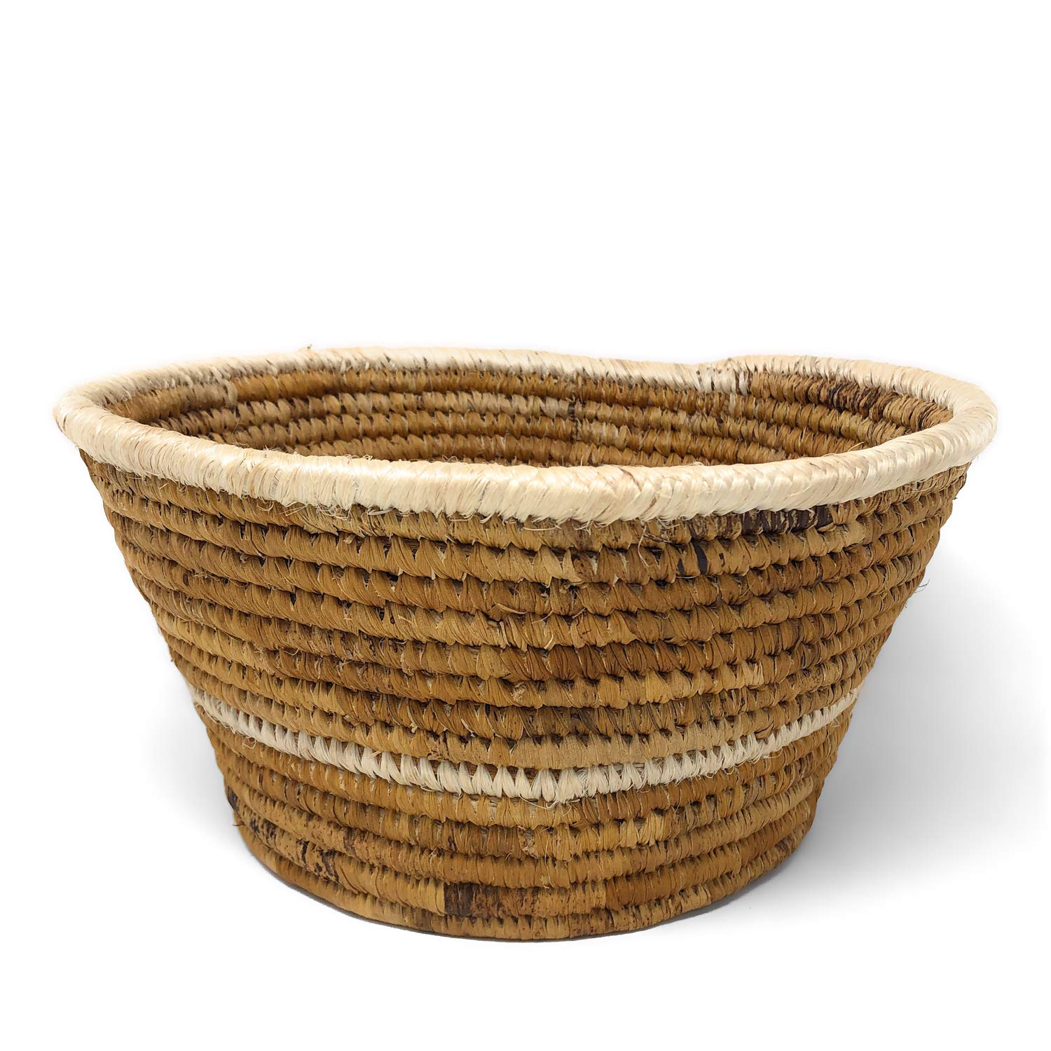 Fair Trade African Handwoven Banana Fiber Basket - Small, Eco-Friendly & Sustainable Storage for Home Decor, Kitchen, or Picnic Use