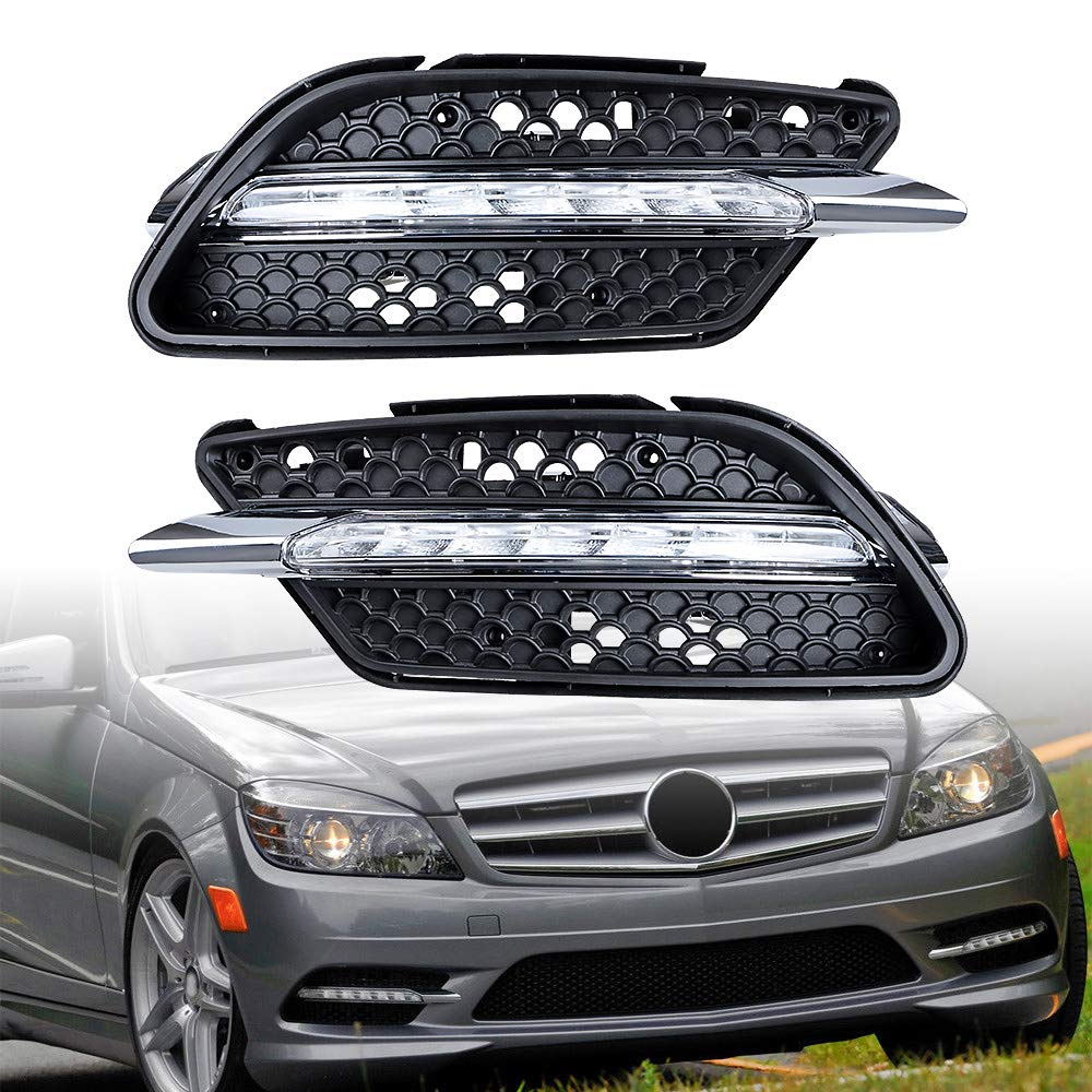 Astra Depot Left & Right LED Daytime Running Lights DRL Fog Lamp for Mercedes Benz C300 W204 AMG Sport 2008-2011 - High Visibility & Style Upgrade for Day & Night Driving