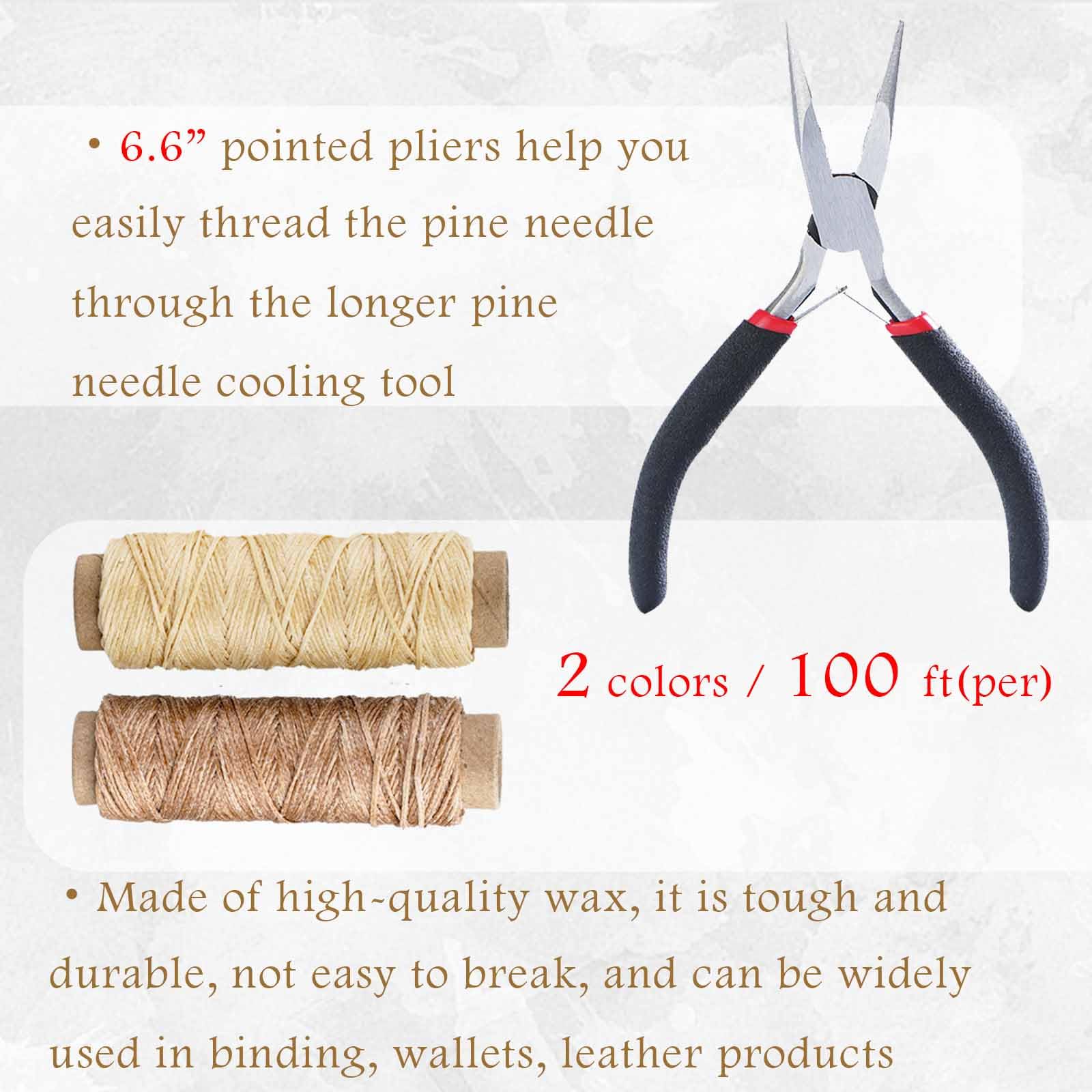Premium Pine Needle Basket Making Kit - Includes Gauge, Waxed Thread, Needle, Thimble Ring, Long Nose Pliers & Rattan Webbing - Complete Wicker Basketry Weaving Supplies (Brass) - Perfect for DIY Crafts, Home Decor & Gift Making