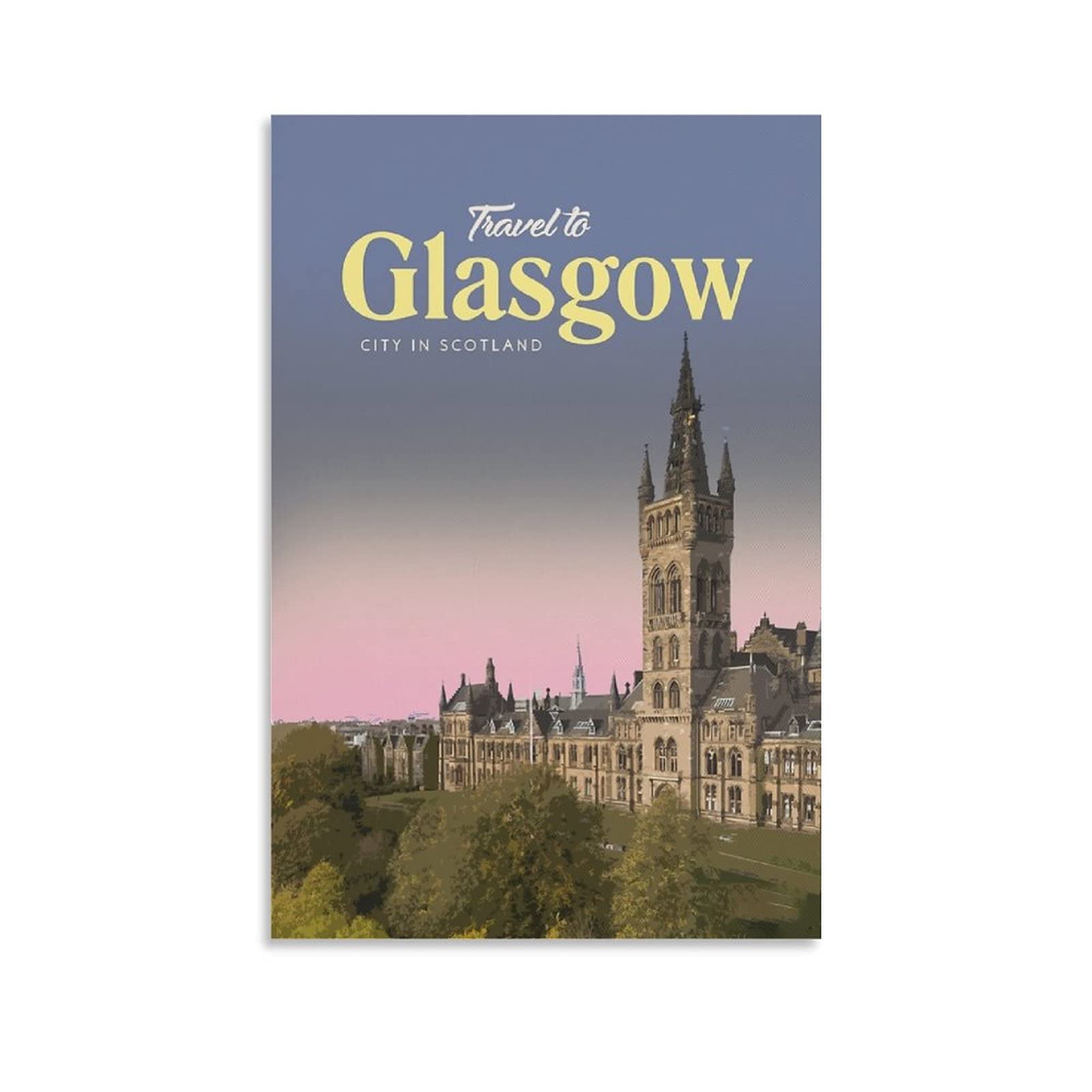 ANAQUT Vintage Scotland Travel Poster - University of Glasgow Canvas Wall Art, Modern Home Decor for Living Room, Bedroom & Office - Perfect Gift for Birthday & Housewarming | Travel-Themed Interior Design & College Memorabilia