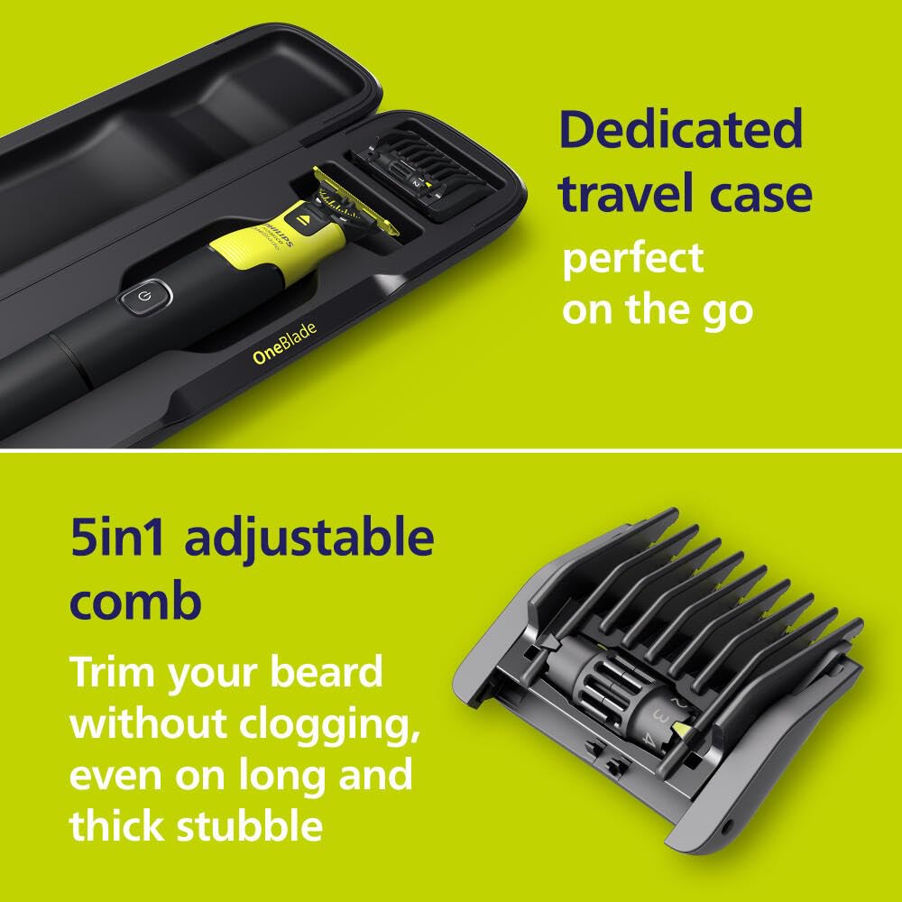 Philips Norelco OneBlade 360 Hybrid Electric Trimmer & Shaver for Men - 5-in-1 Beard, Face & Body Groomer with 360 Blade Tech, Wireless Connectivity, Travel Case & Body Kit (Model QP4631/90) - Perfect for Travel, Gym & Everyday Grooming