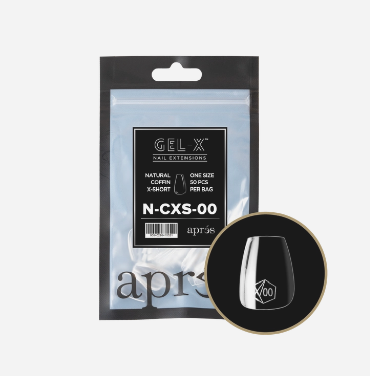 Apres Gel X Refill Tips 2.0 - 50pcs Natural Extra Short Coffin Nail Tips for DIY Manicure at Home | Salon Quality Press On Nails for Easy Application & Long Lasting Wear