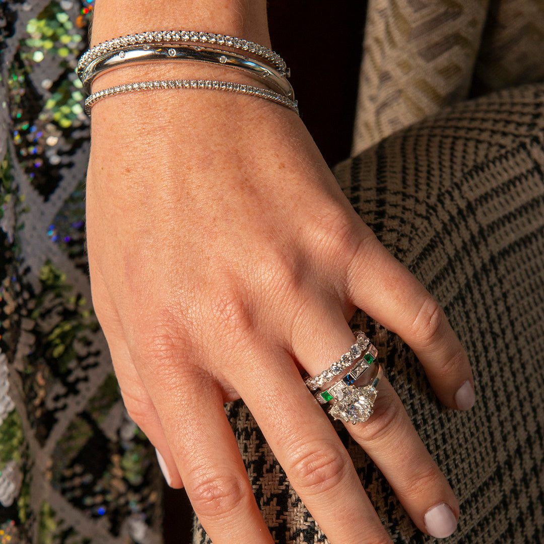 1ctw Diamond Tennis Bracelet 14K White Gold Flexible Bangle for Women - Perfect for Weddings, Anniversaries & Special Occasions
