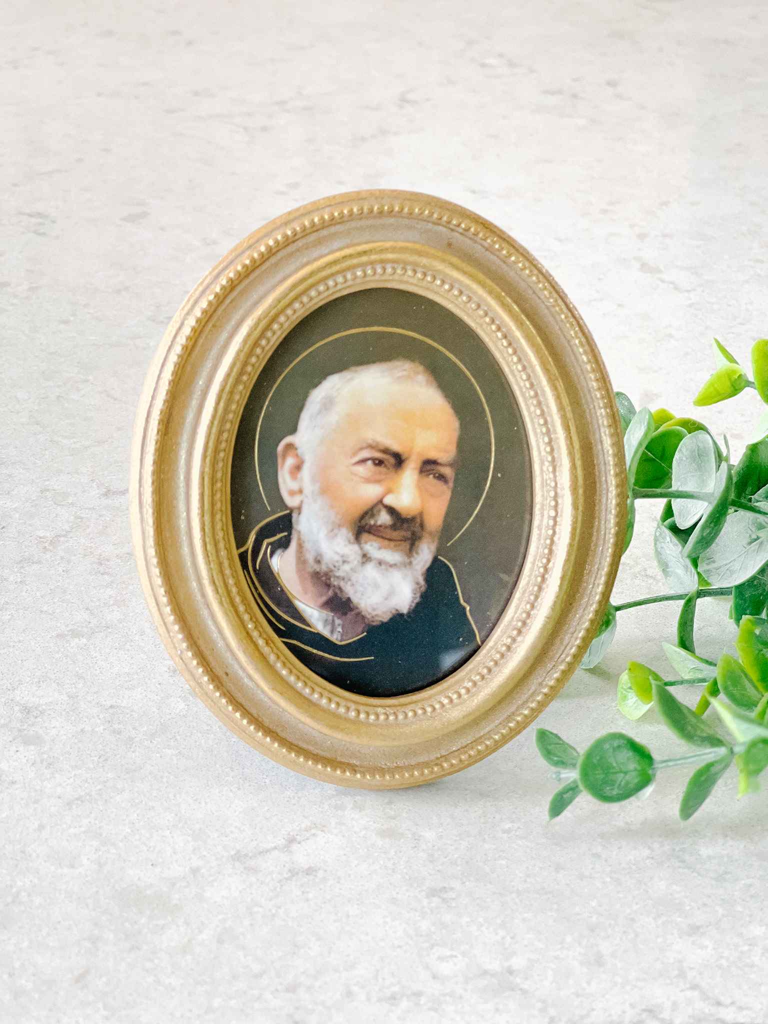 Petite Padre Pio Framed Religious Art - Small Wall Decor for Home, Office & Prayer Room - Perfect Gift for Catholic Devotion