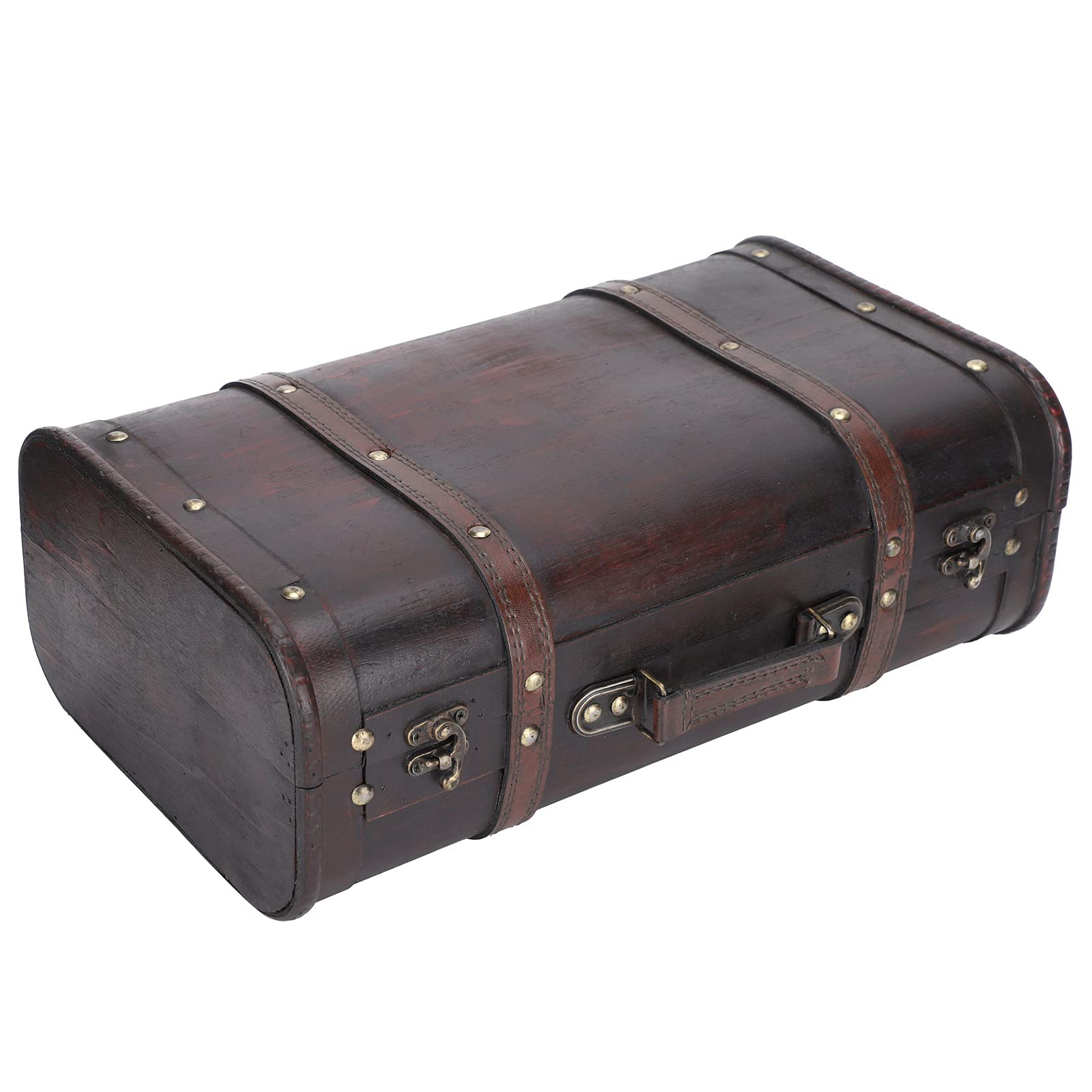 Vintage Wooden Suitcase - Antique Retro Storage Trunk with Double-Layer Design for Home Decor, Travel & Wedding Props | Perfect for Farmhouse Decor, Photo Shoot Props & Vintage-Themed Events