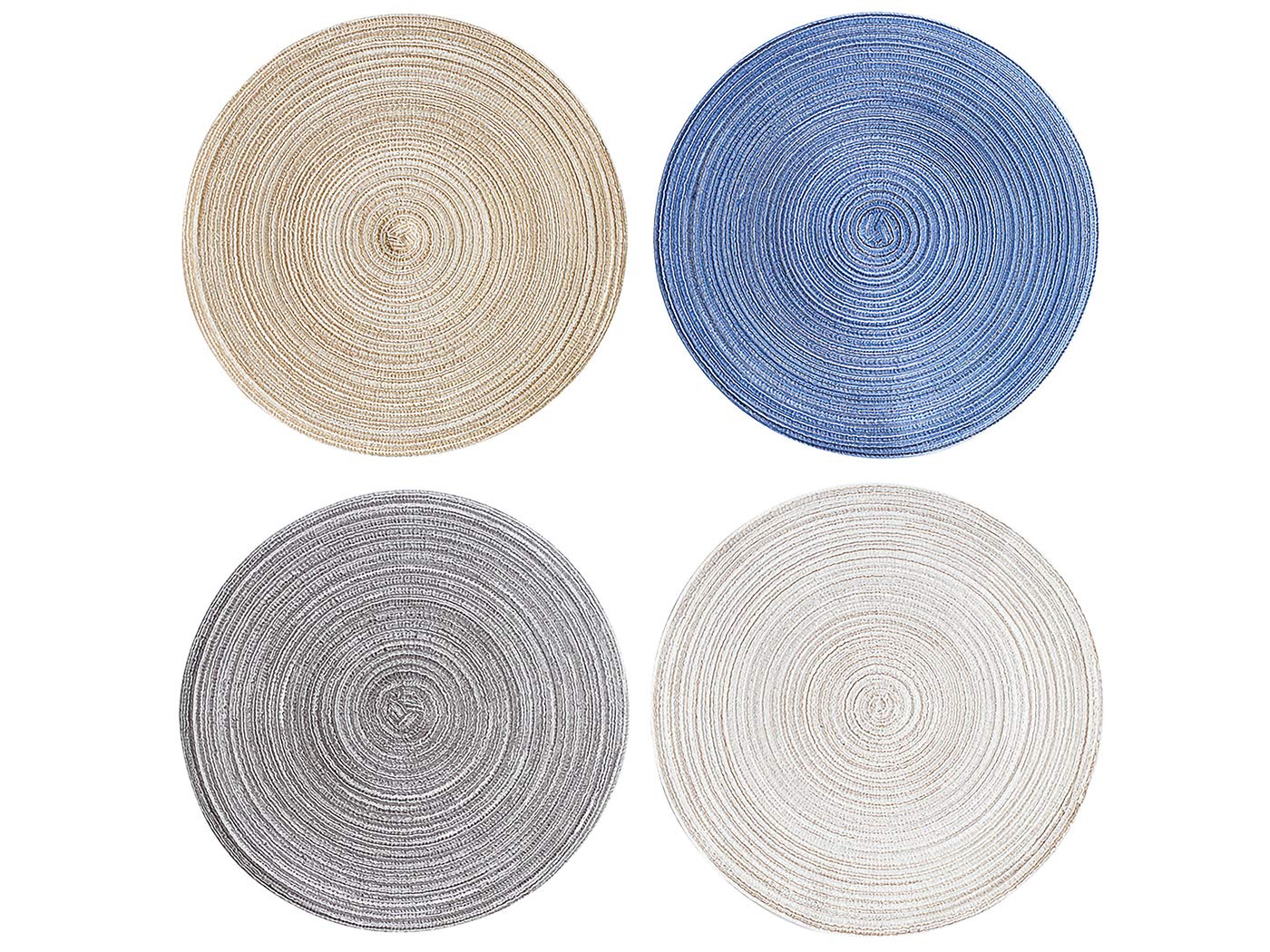 Round Placemats Set of 4 - Heat-Resistant Ramie Cotton Table Mats for Kitchen & Dining - 7 Inch Multicolor Decorative Hot Pads - Perfect for Dinner Parties, Holiday Meals & Everyday Use